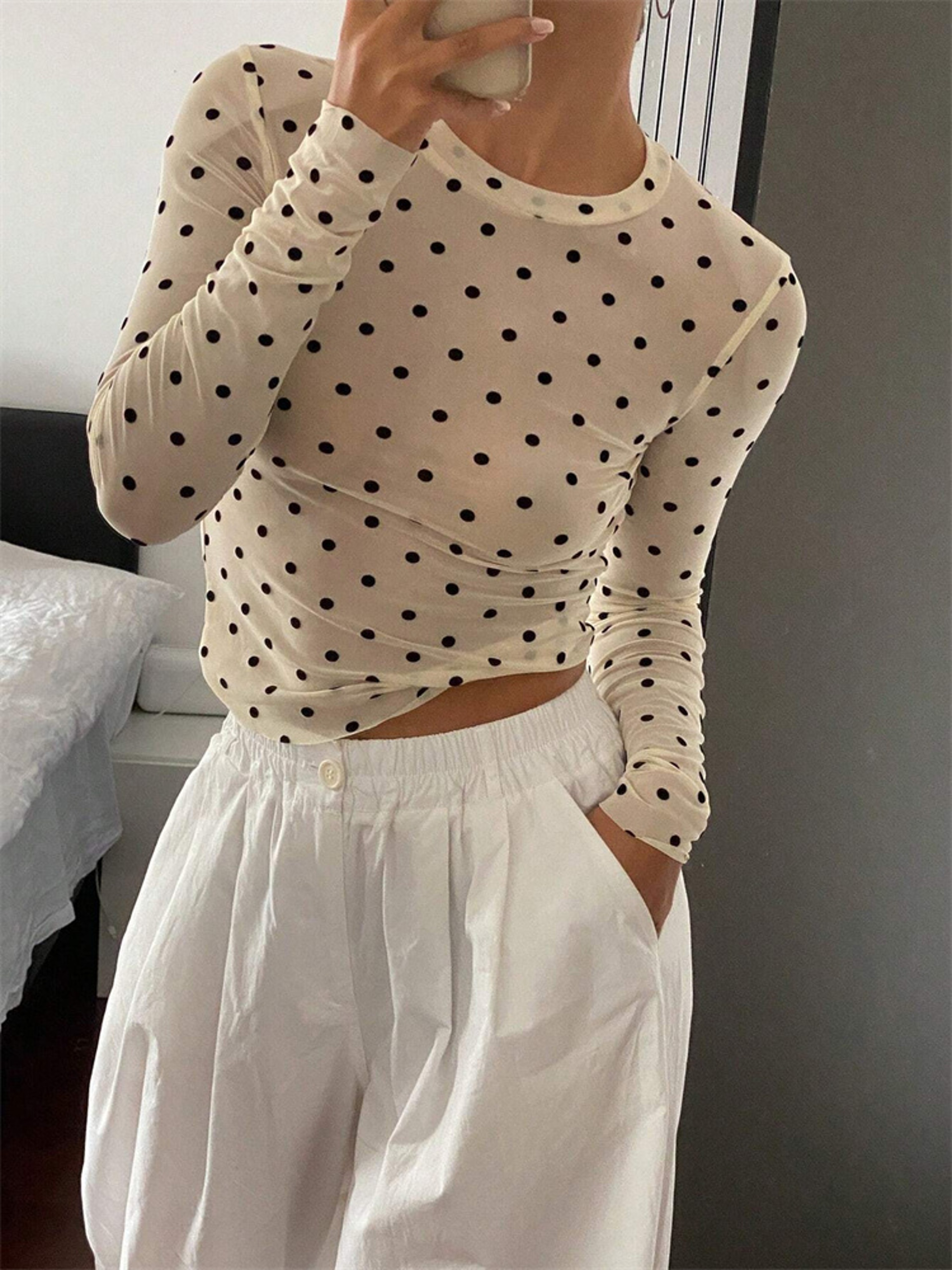 Sheer Mesh Top For Women Long Sleeve Slim Fit Summer Streetwear 3