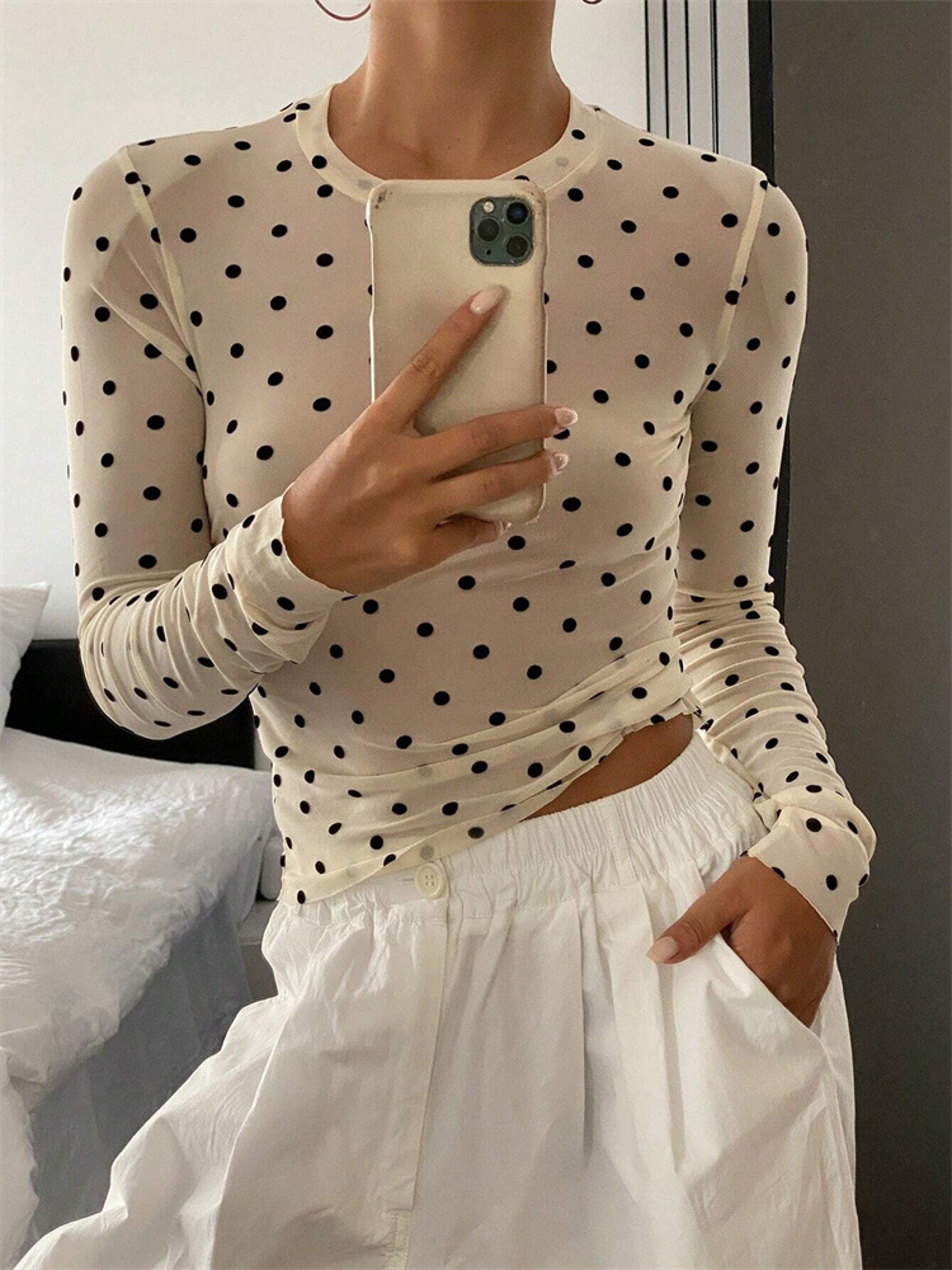 Sheer Mesh Top For Women Long Sleeve Slim Fit Summer Streetwear 4