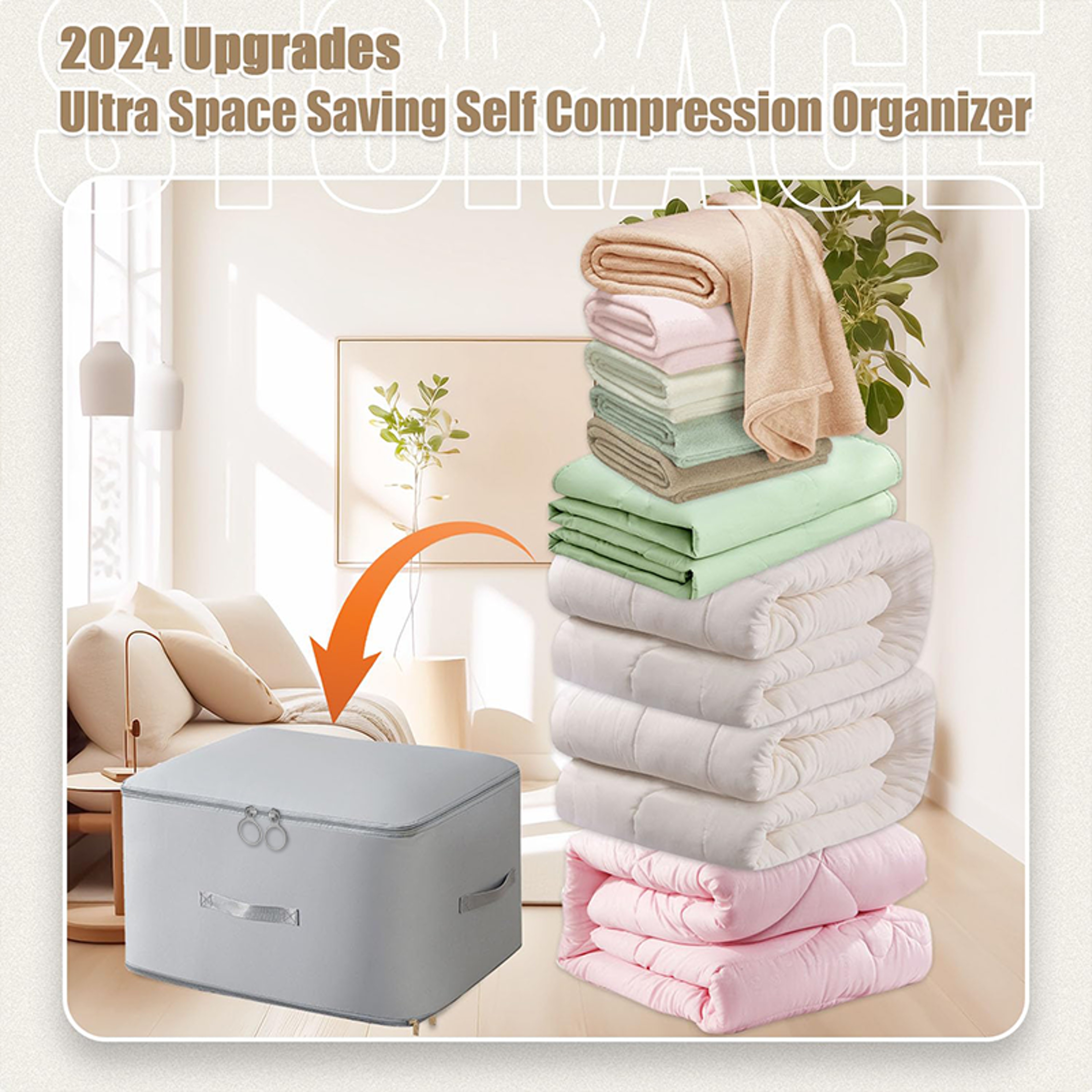 Ultra Space Saving Self Compression Organizer For Bedding And Clothes 1