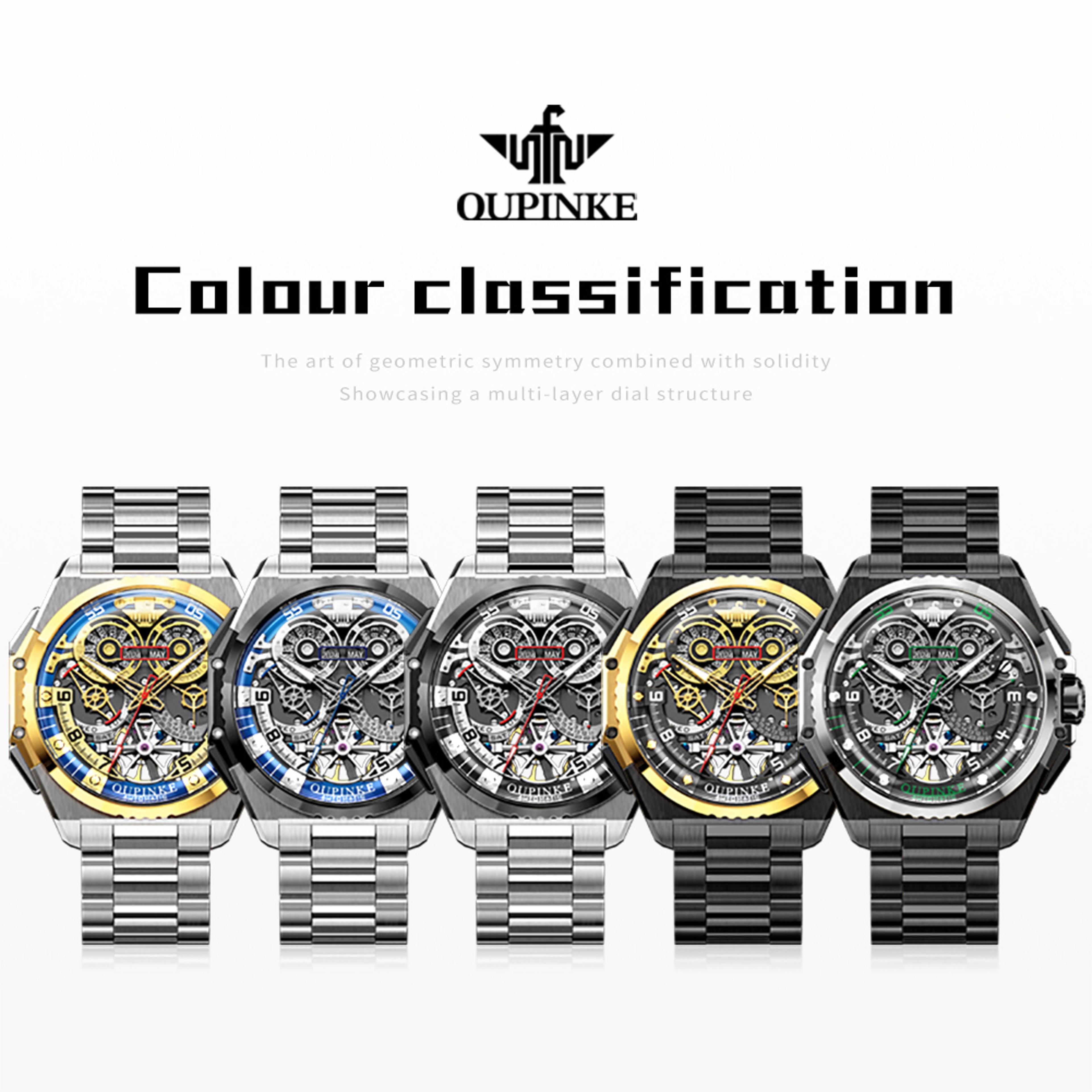 Mens Skeleton Automatic Watch Stainless Steel Water Resistants – view 6
