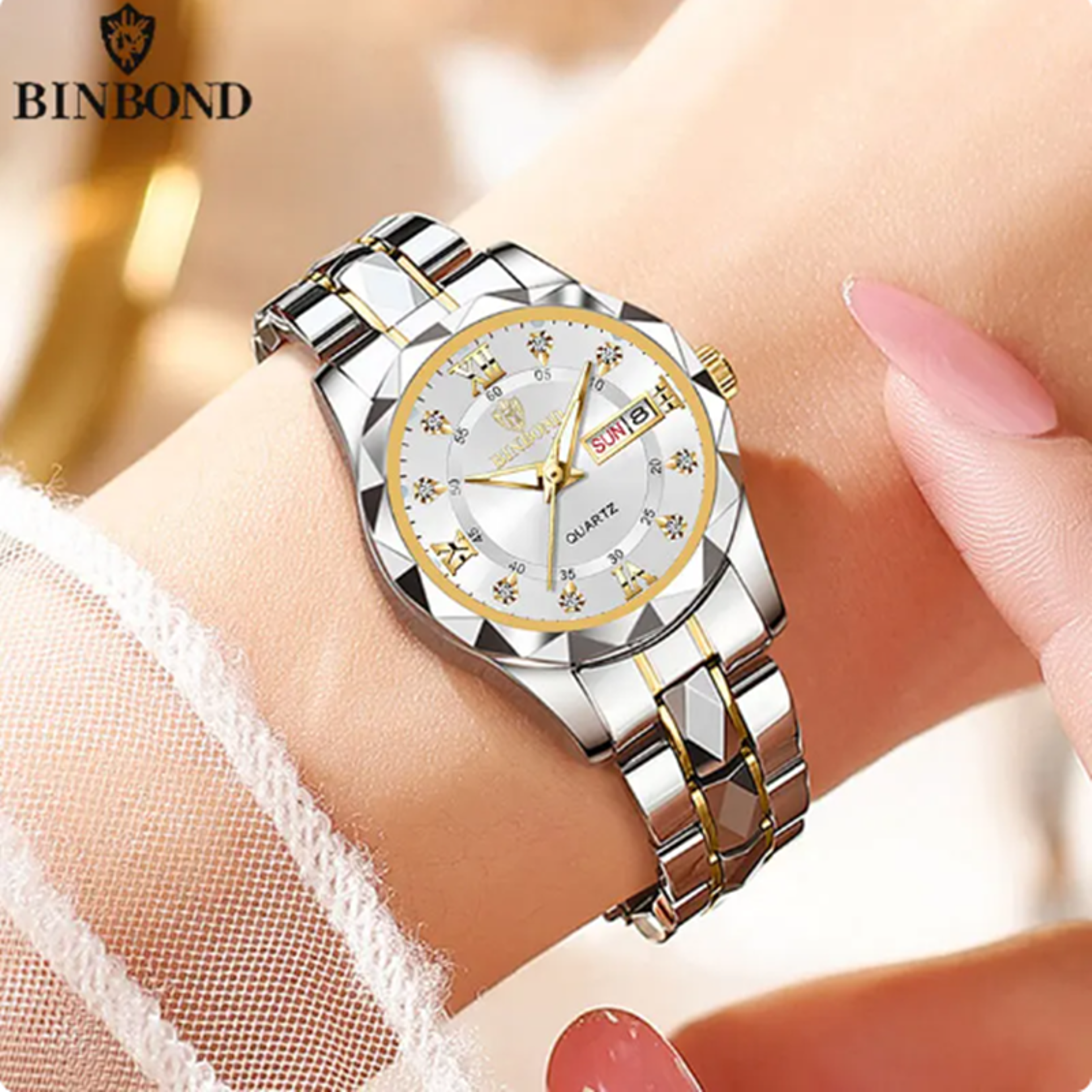 Product Name Luxury Womens Quartz Watch With Week Date Display Waterproof Business Wristwatch 3