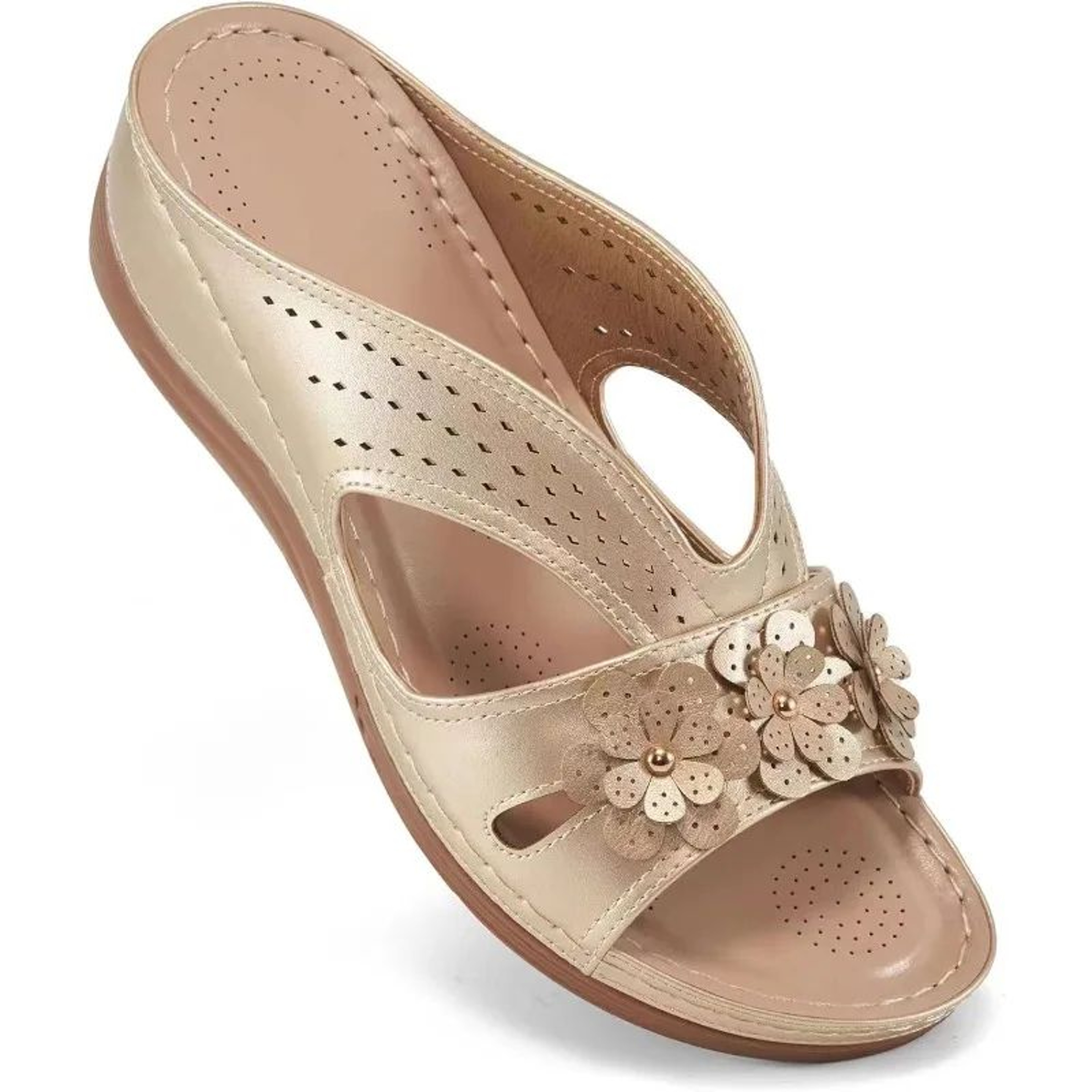 Womens Flower Hollow Wedge Slippers Comfortable Non Slip Platform Sandals 9