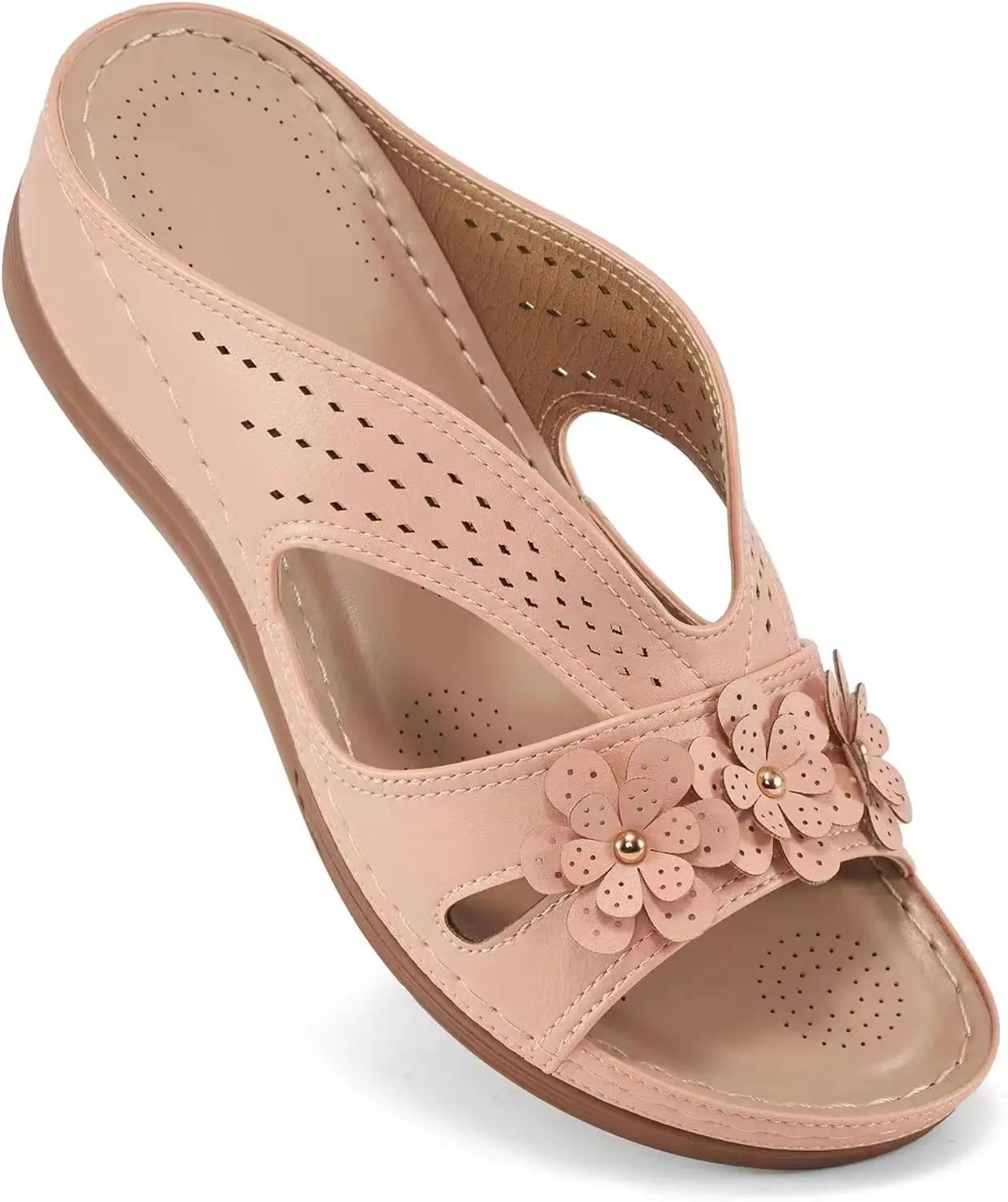 Womens Flower Hollow Wedge Slippers Comfortable Non Slip Platform Sandals 6