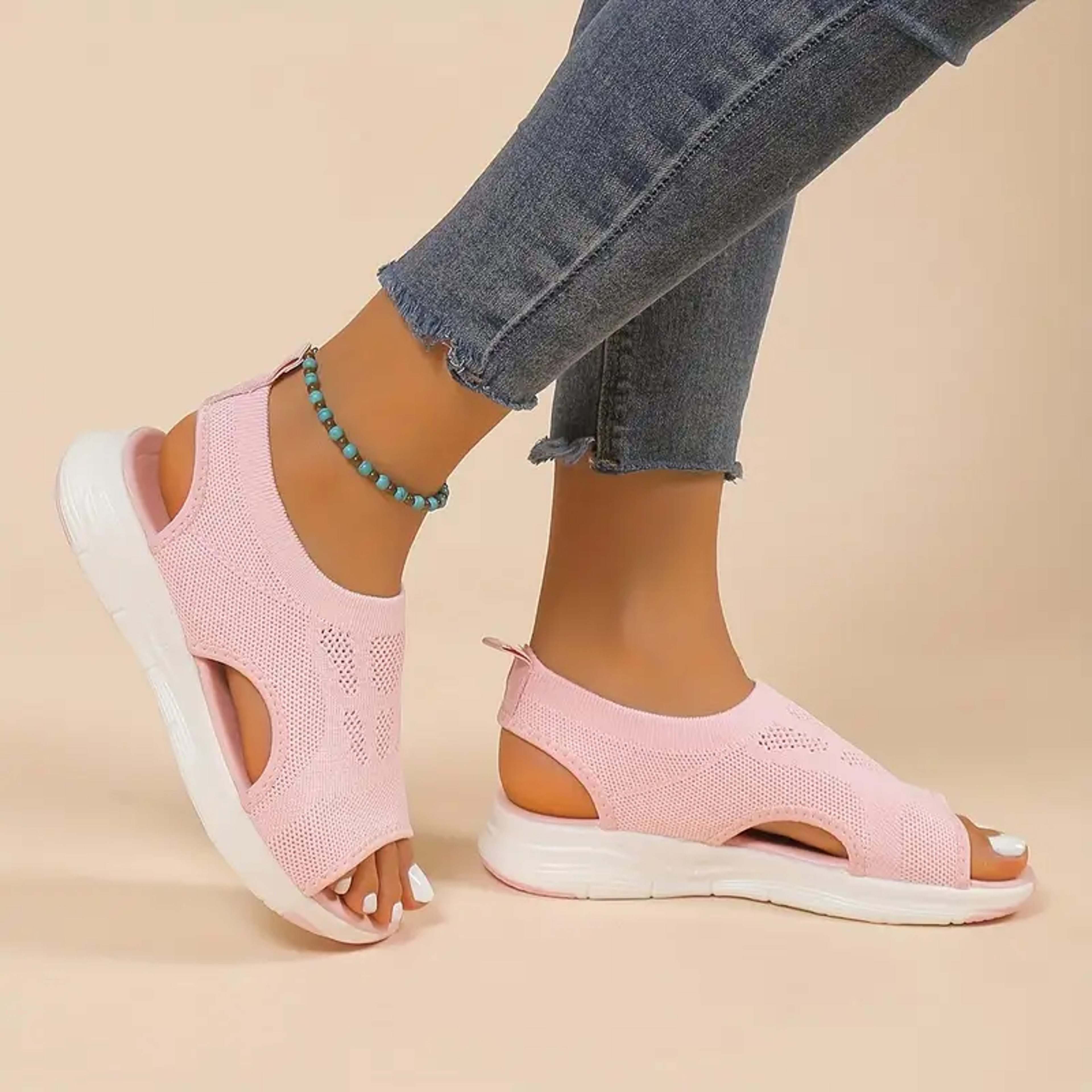 Womens Breathable Mesh Platform Sandals Comfortable Open Toe Summer Walking Shoes – view 6