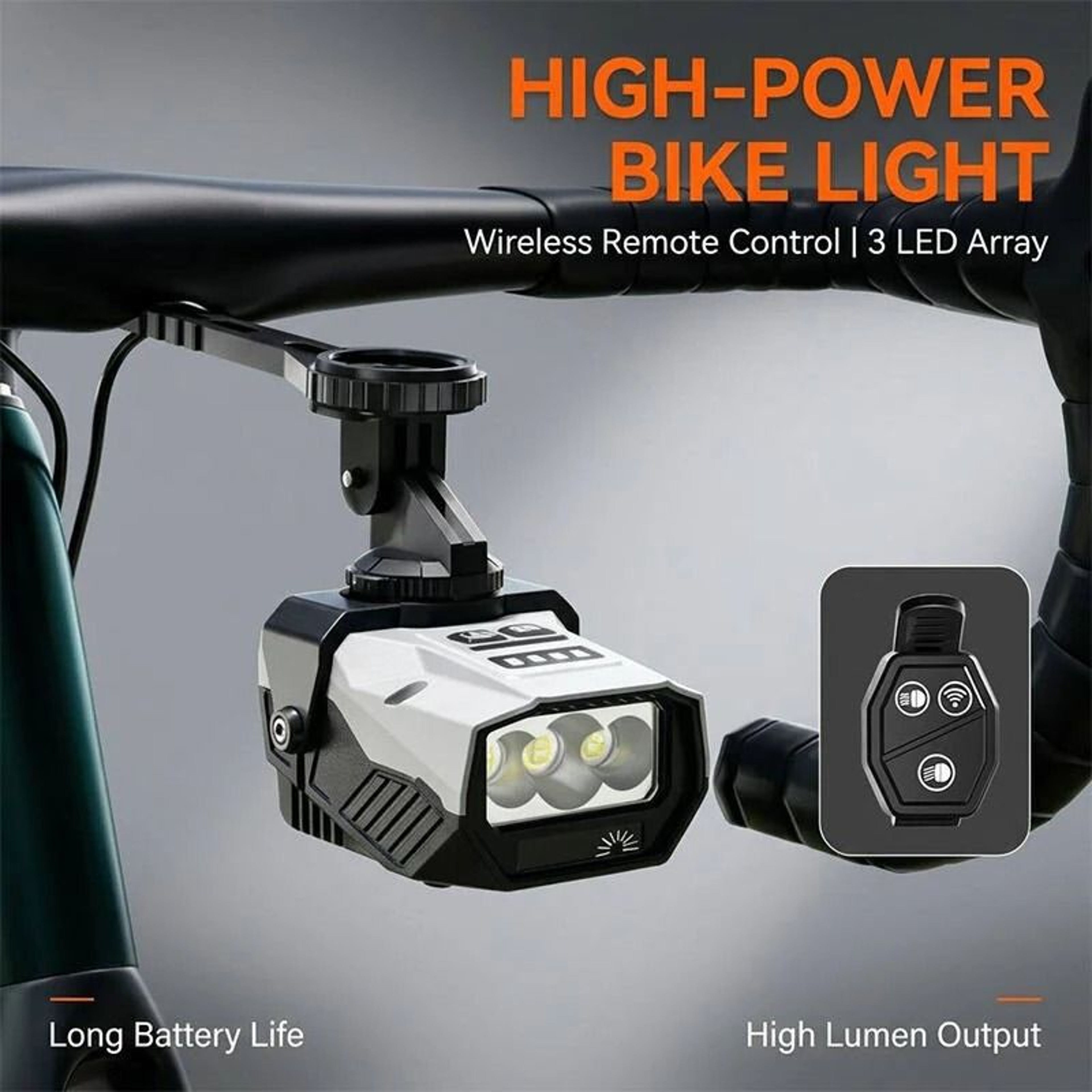 Lumen Rechargeable Bike Headlight With Remote Control Dual Beam Waterproof Design 1