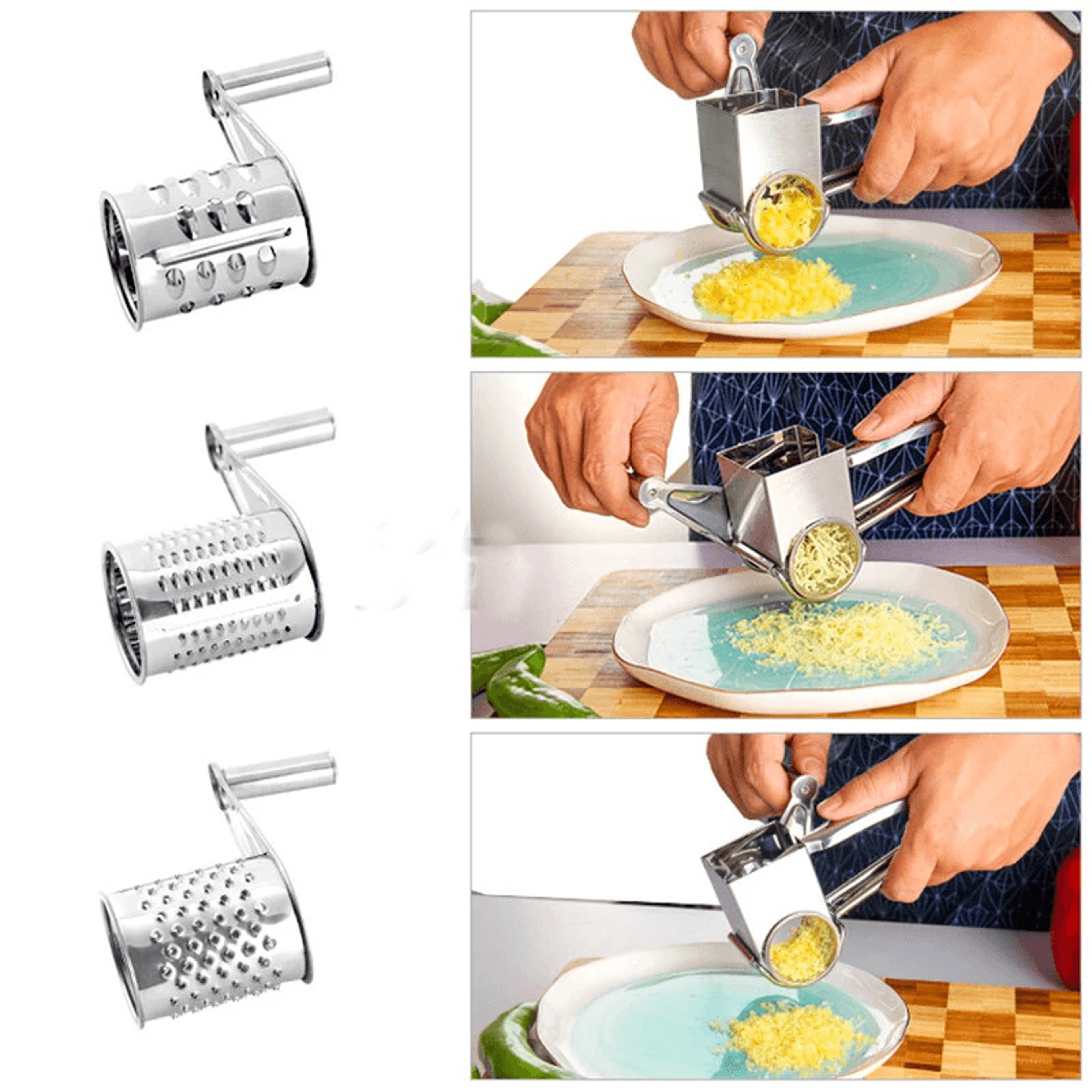Stainless Steel Rotary Cheese Grater And Vegetable Slicer Kitchen Tool 5