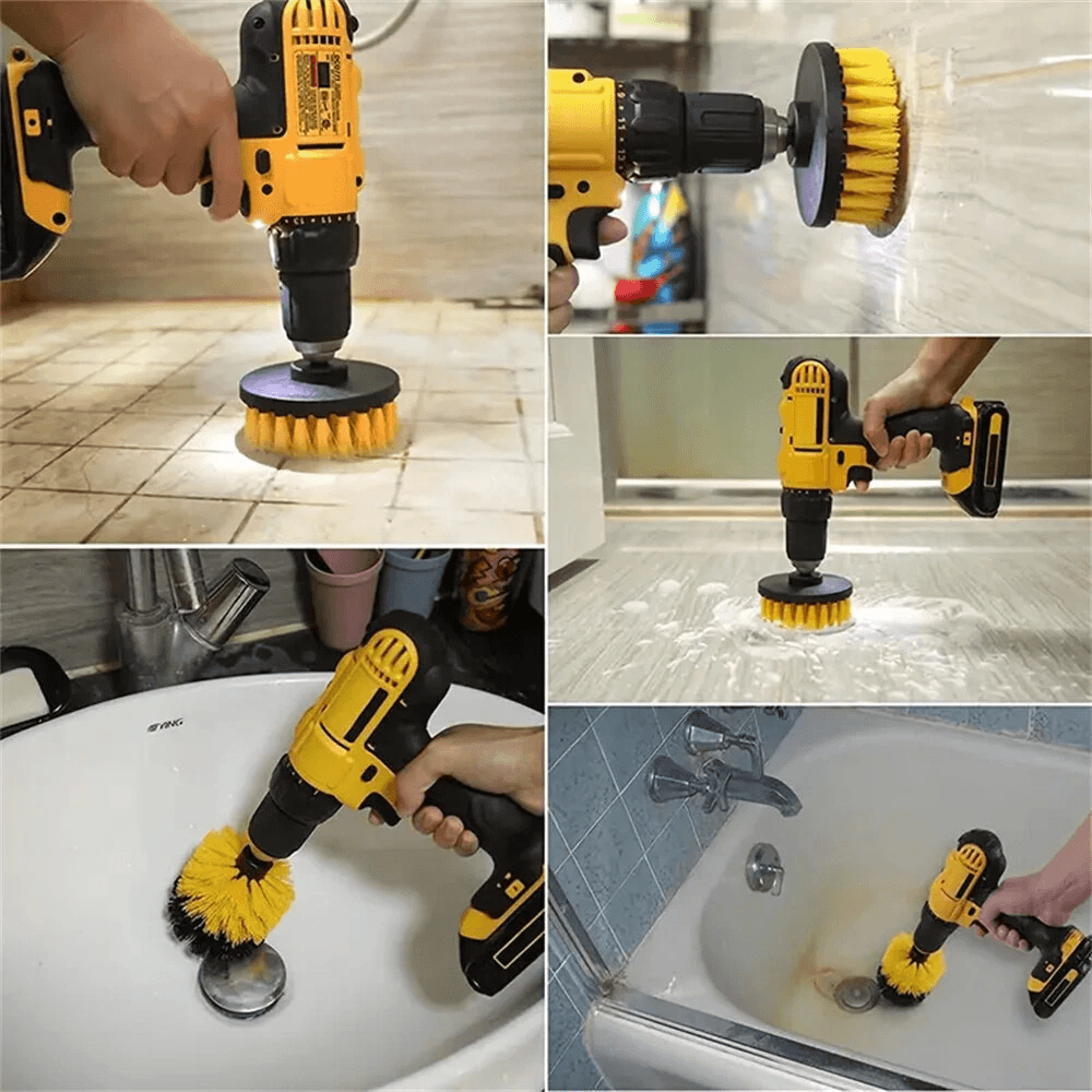 Drill Brush Set Power Scrubber Cleaning Kit For Grout Tile Tub And Kitchen 1