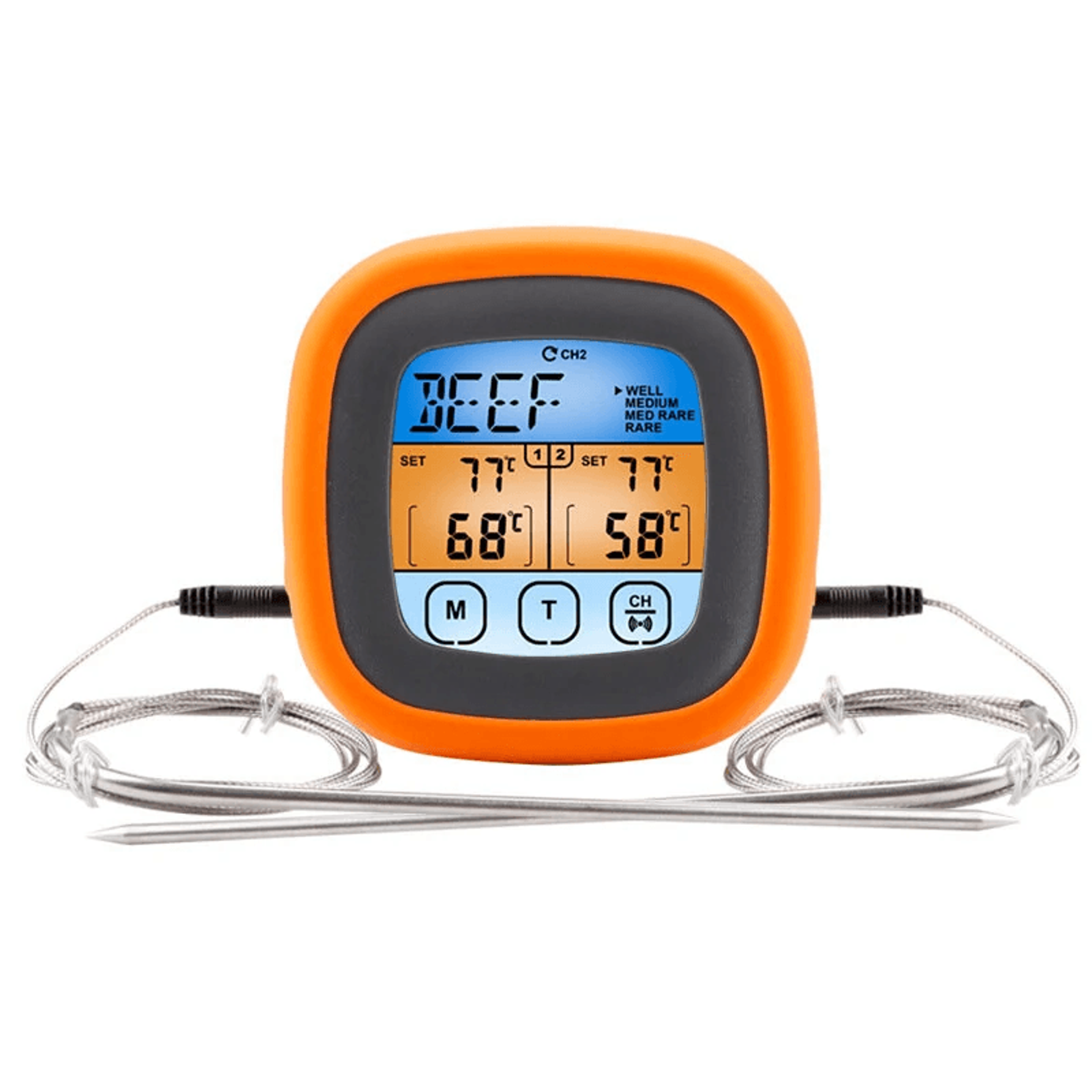 Dual Probe Digital Meat Thermometer With Touchscreen For BBQ Baking And Grilling 0