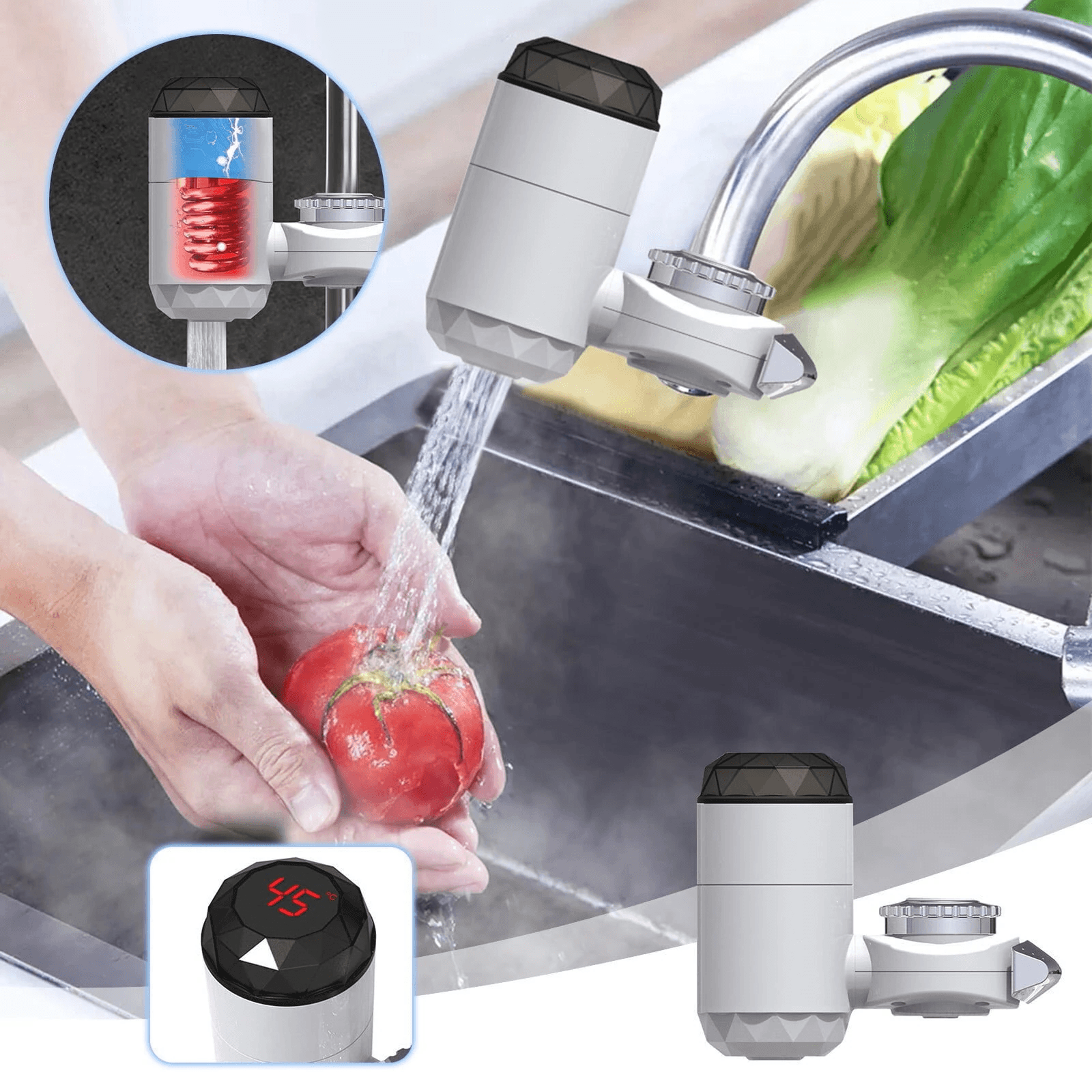 Instant Electric Water Heater Faucet With LED Temperature Display For Kitchen And Bathroom 4