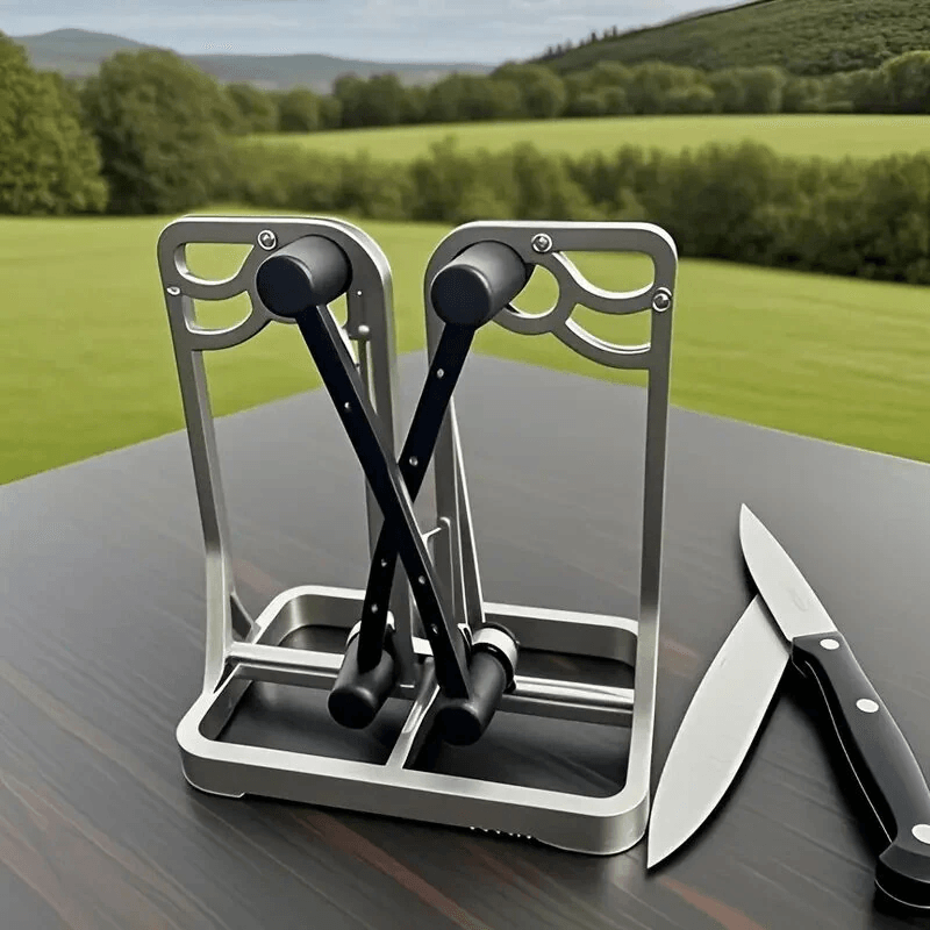 Stainless Steel Manual Knife Sharpener Dual Slot Kitchen Knife And Scissor Sharpening Tool 1