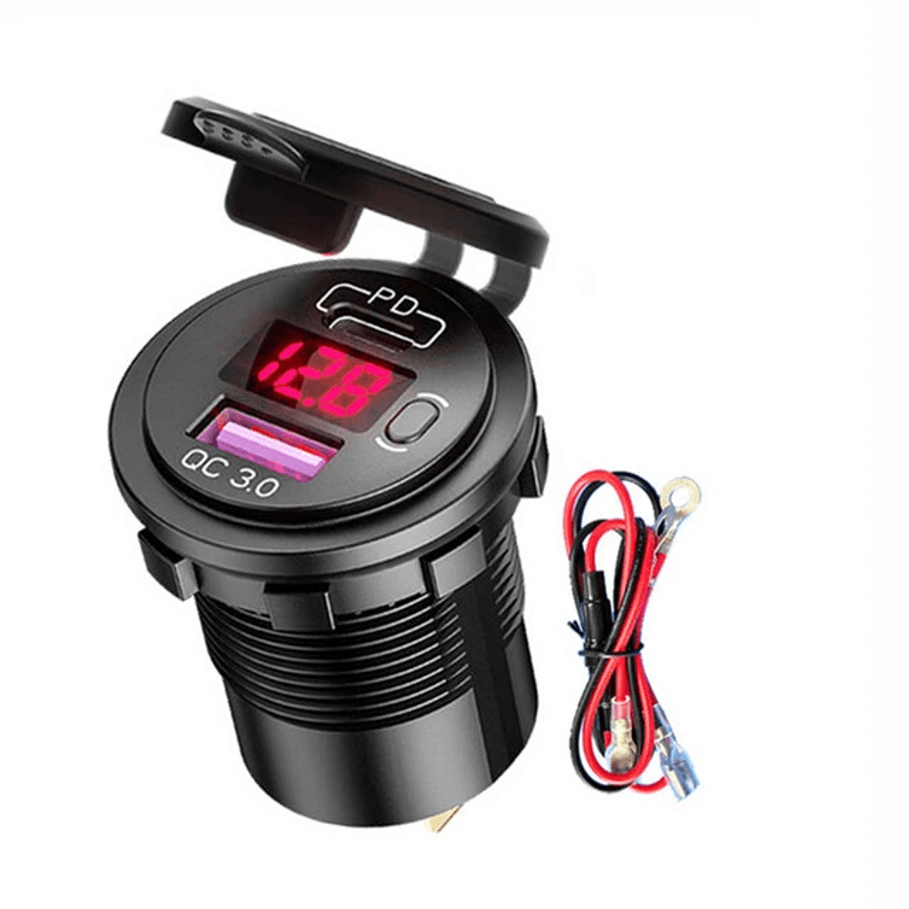 Dual USB Car Charger Socket With Fast Charging And LED Voltmeter 2