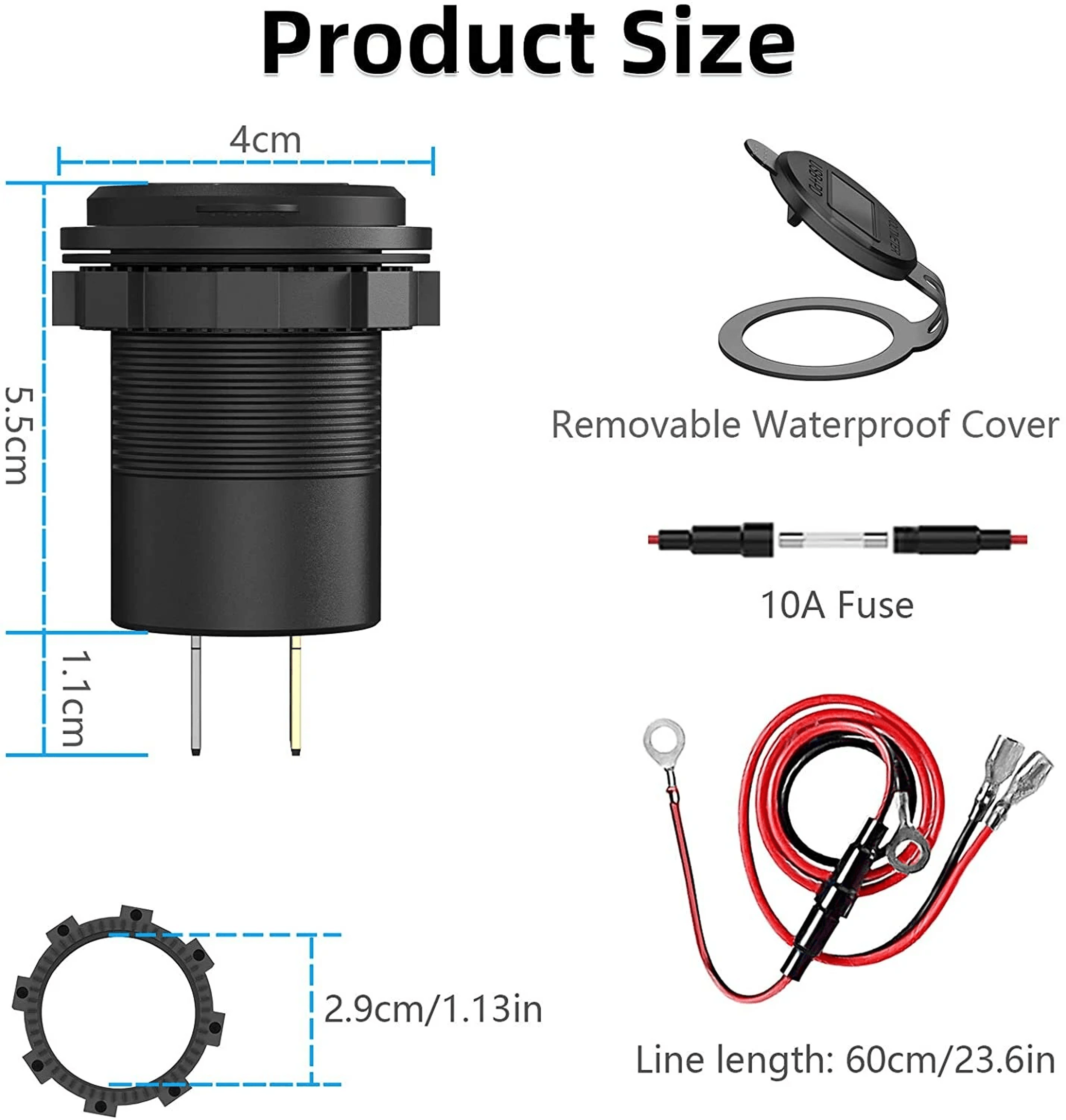 Dual USB Car Charger Socket With Fast Charging And LED Voltmeter 6