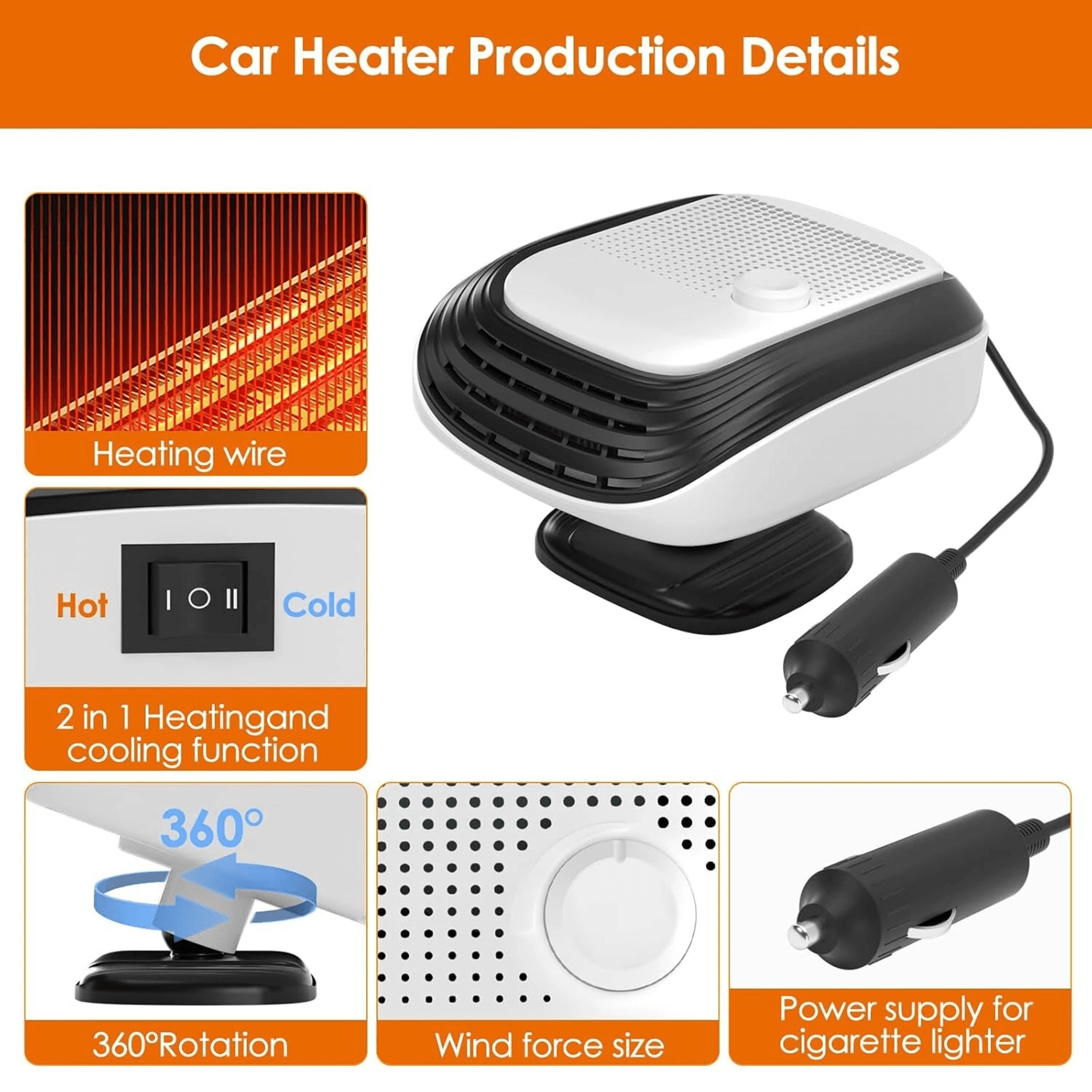 Portable Car Heater Fan Fast Heating Windshield Defroster And Defogger 6