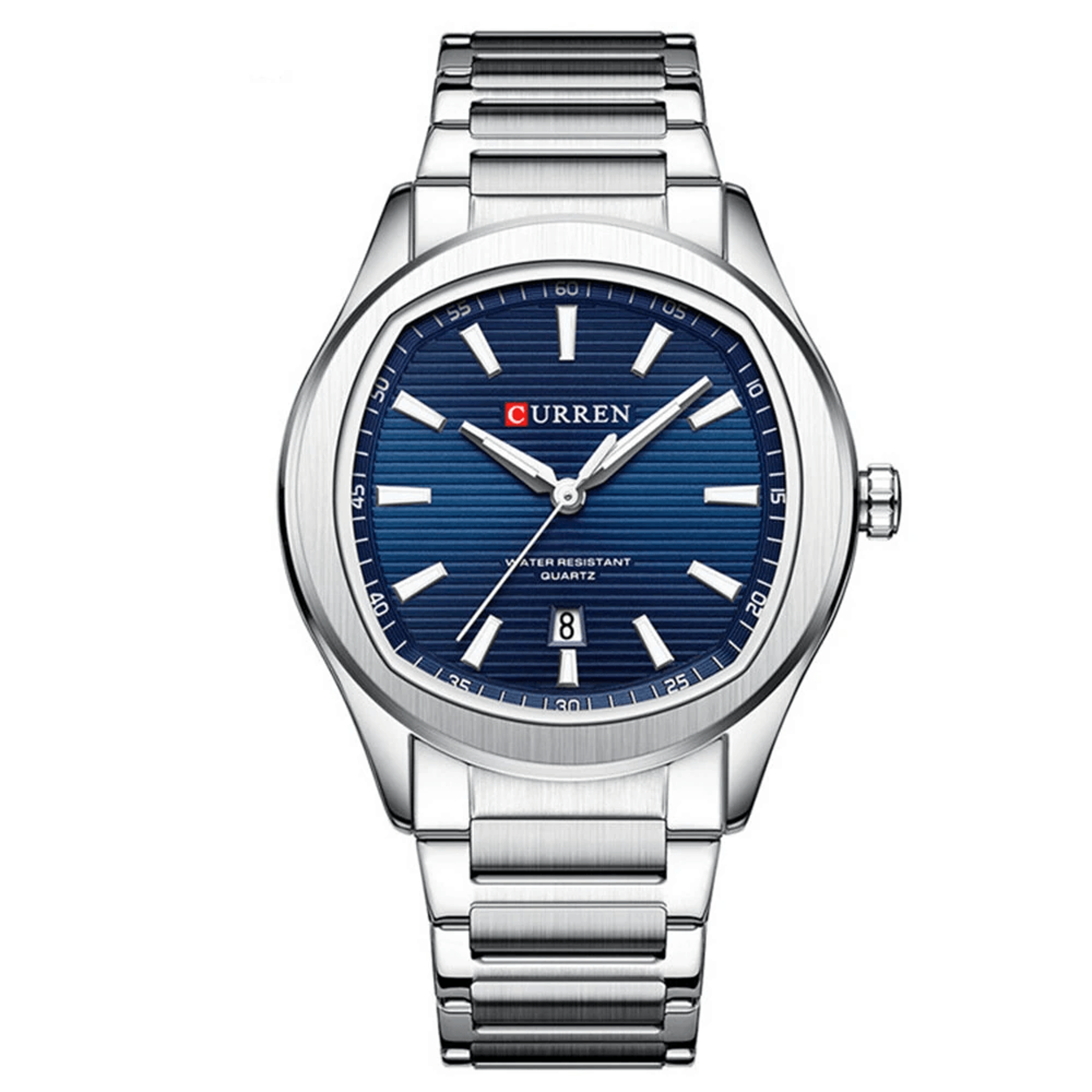 Mens Waterproof Quartz Watch With Stainless Steel Band And Calendar 8