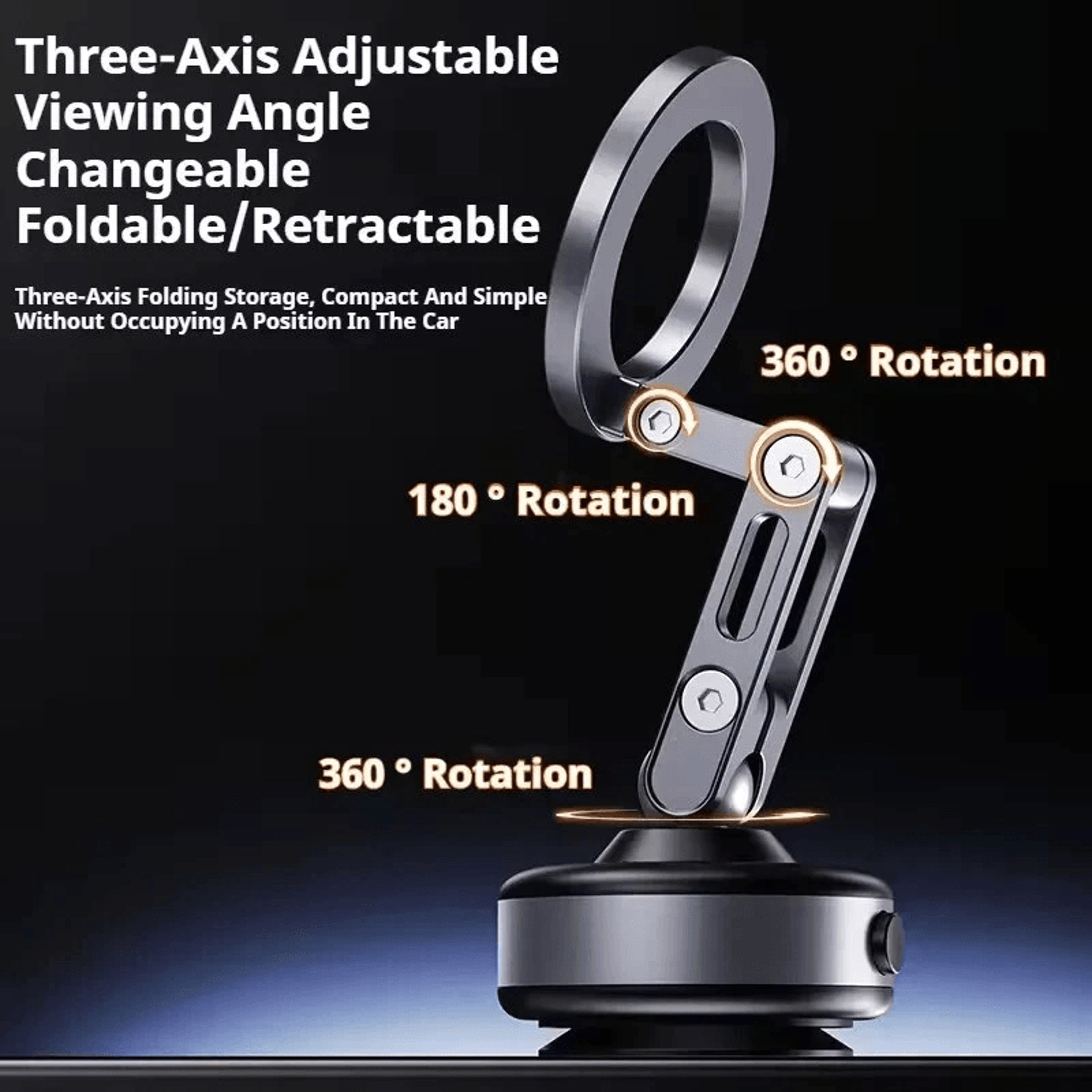 Magnetic Car Phone Holder With Dual Vacuum Suction And Adjustable Rotation 3