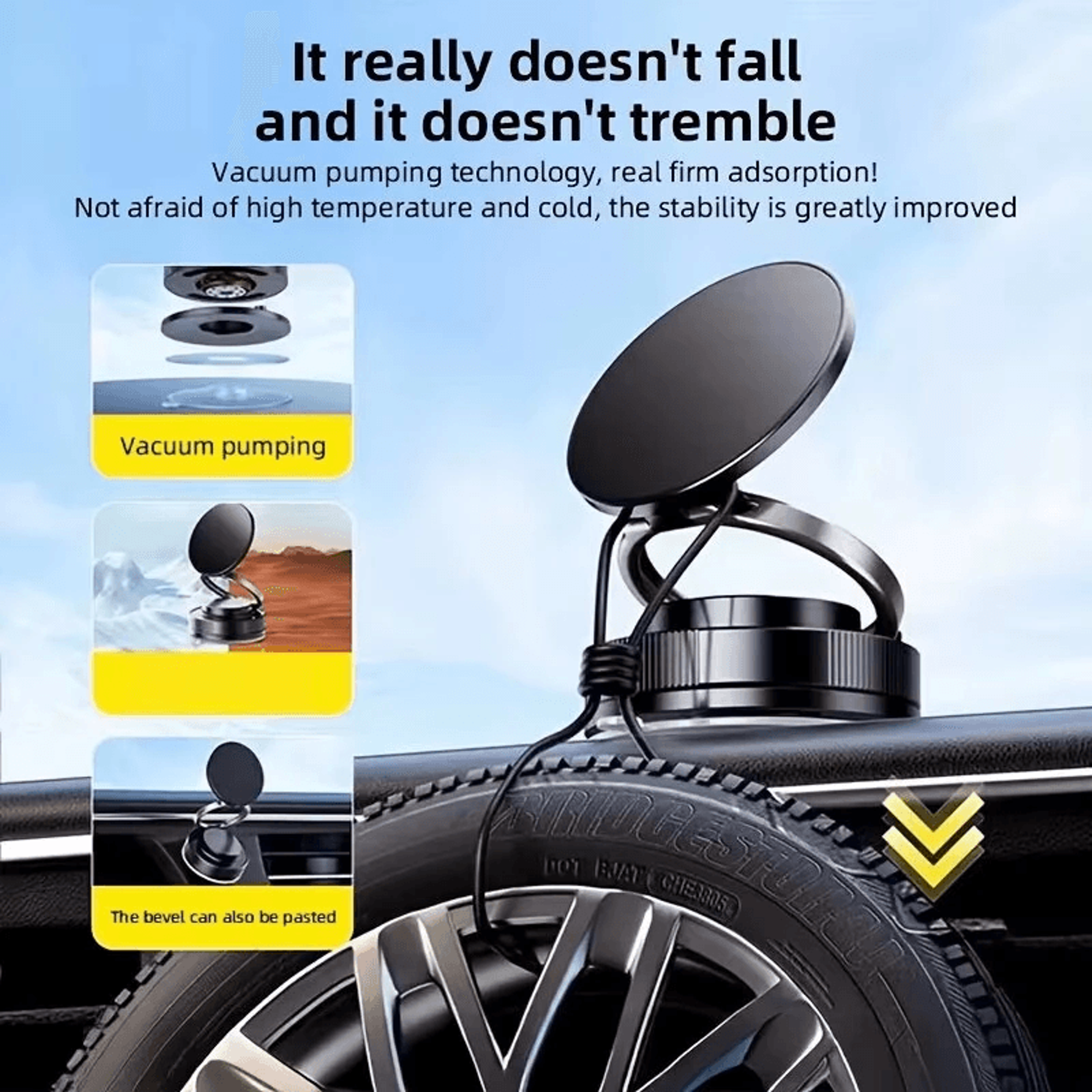 Magnetic Car Phone Holder With Vacuum Suction And Adjustable Foldable Mount 5