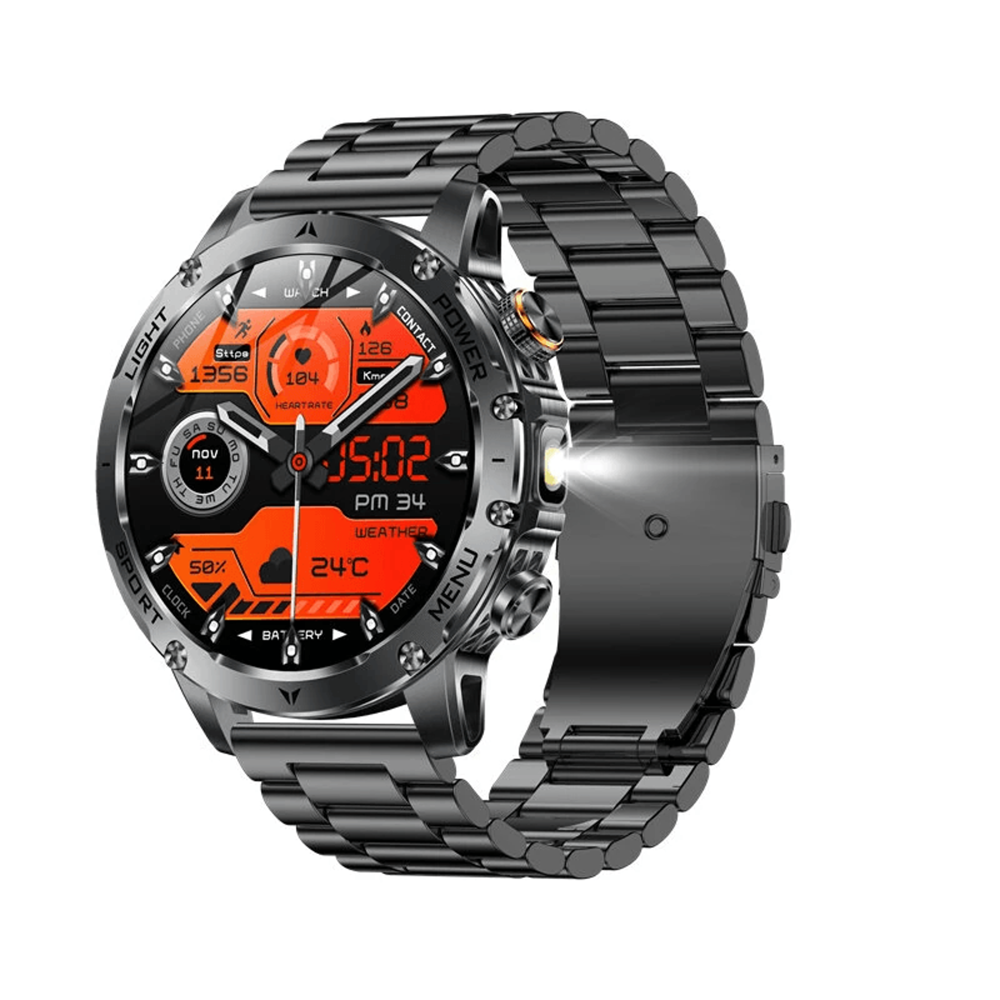 Rugged Smart Watch With Bluetooth Calling Built In Flashlight And Fitness Tracking 4