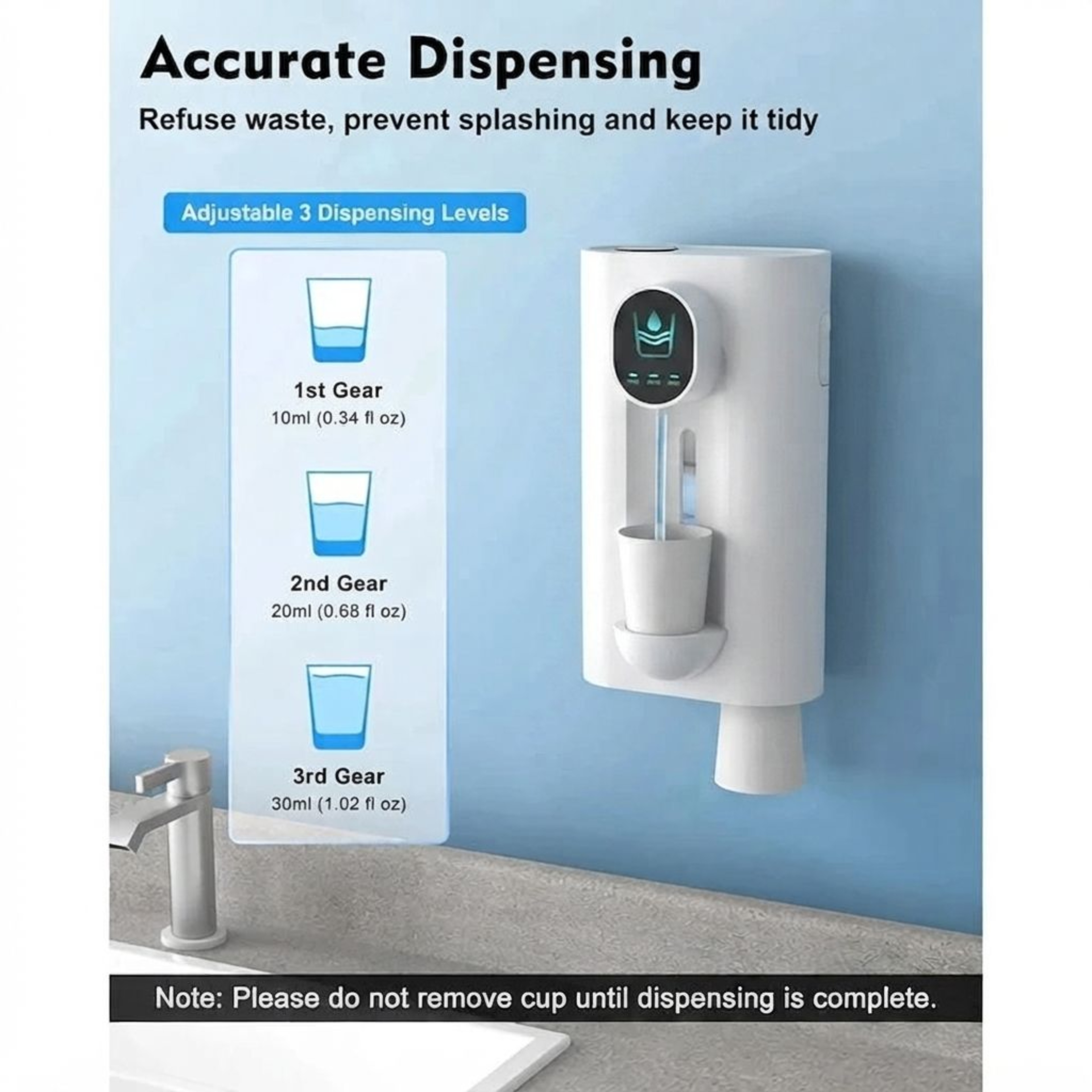 Smart Automatic Mouthwash Dispenser With Touchless Sensor And Magnetic Cups 1