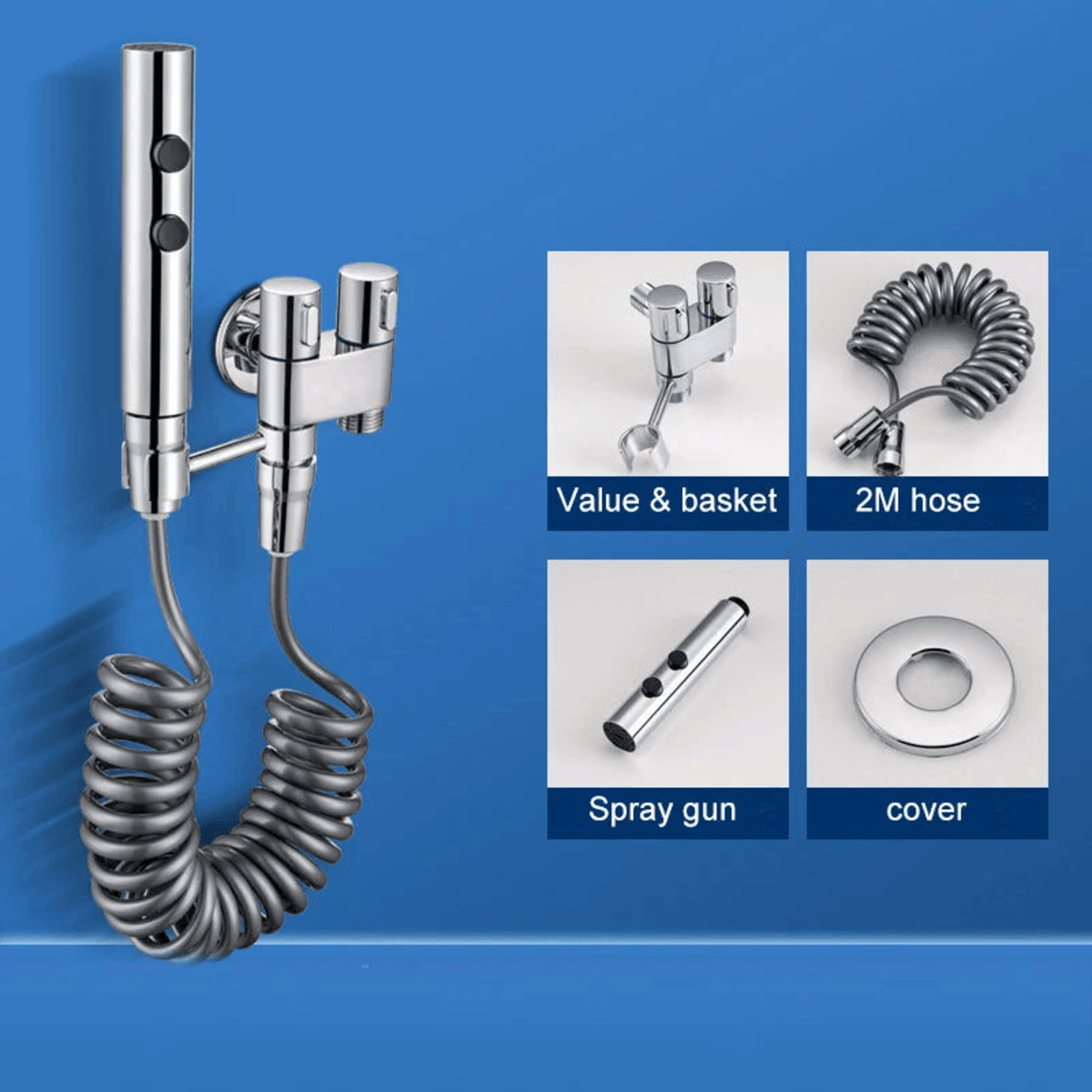Stainless Steel Handheld Bidet Sprayer With Adjustable Spray And Flexible Hose 1