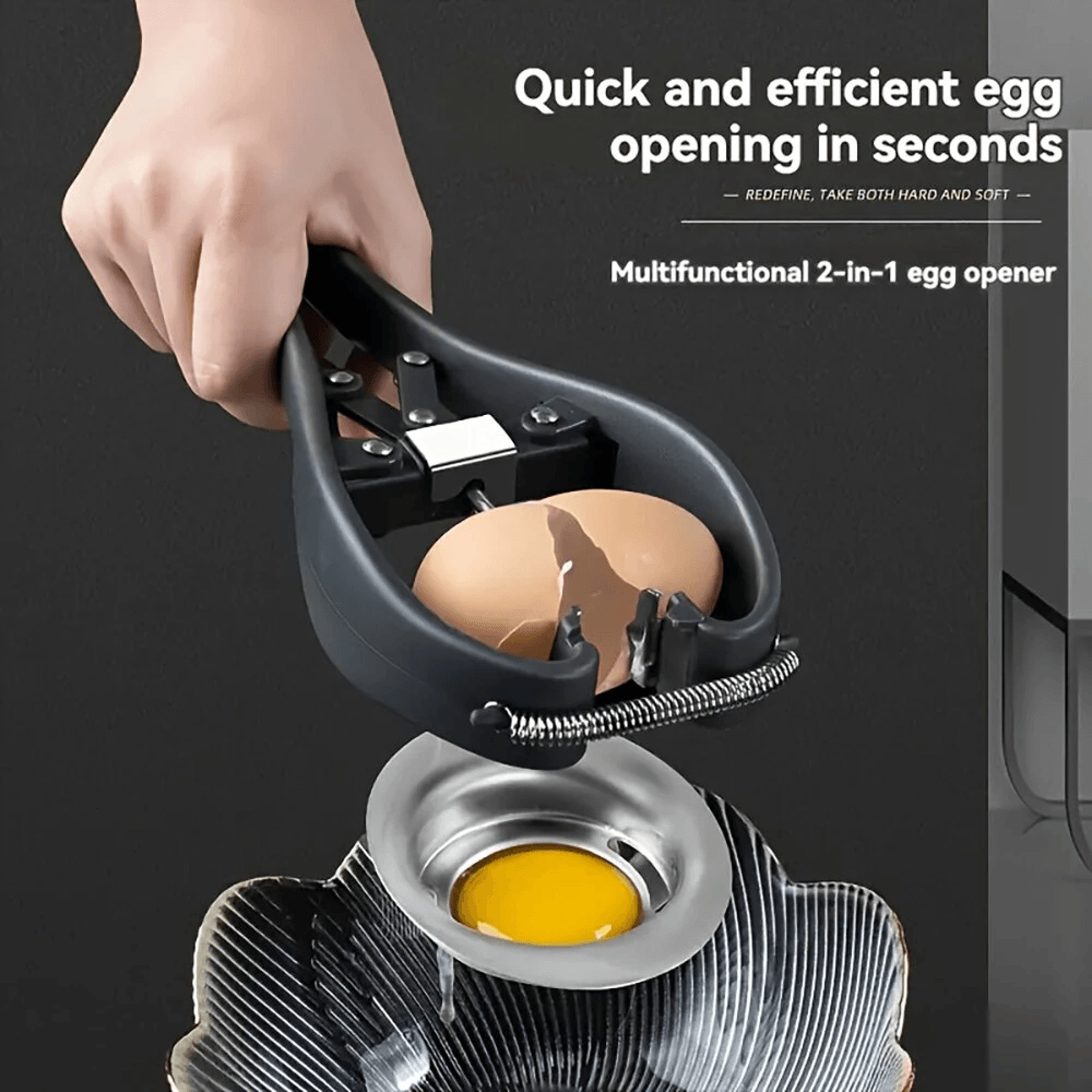Egg Cracker And Separator With Stainless Steel Shell Opener 1