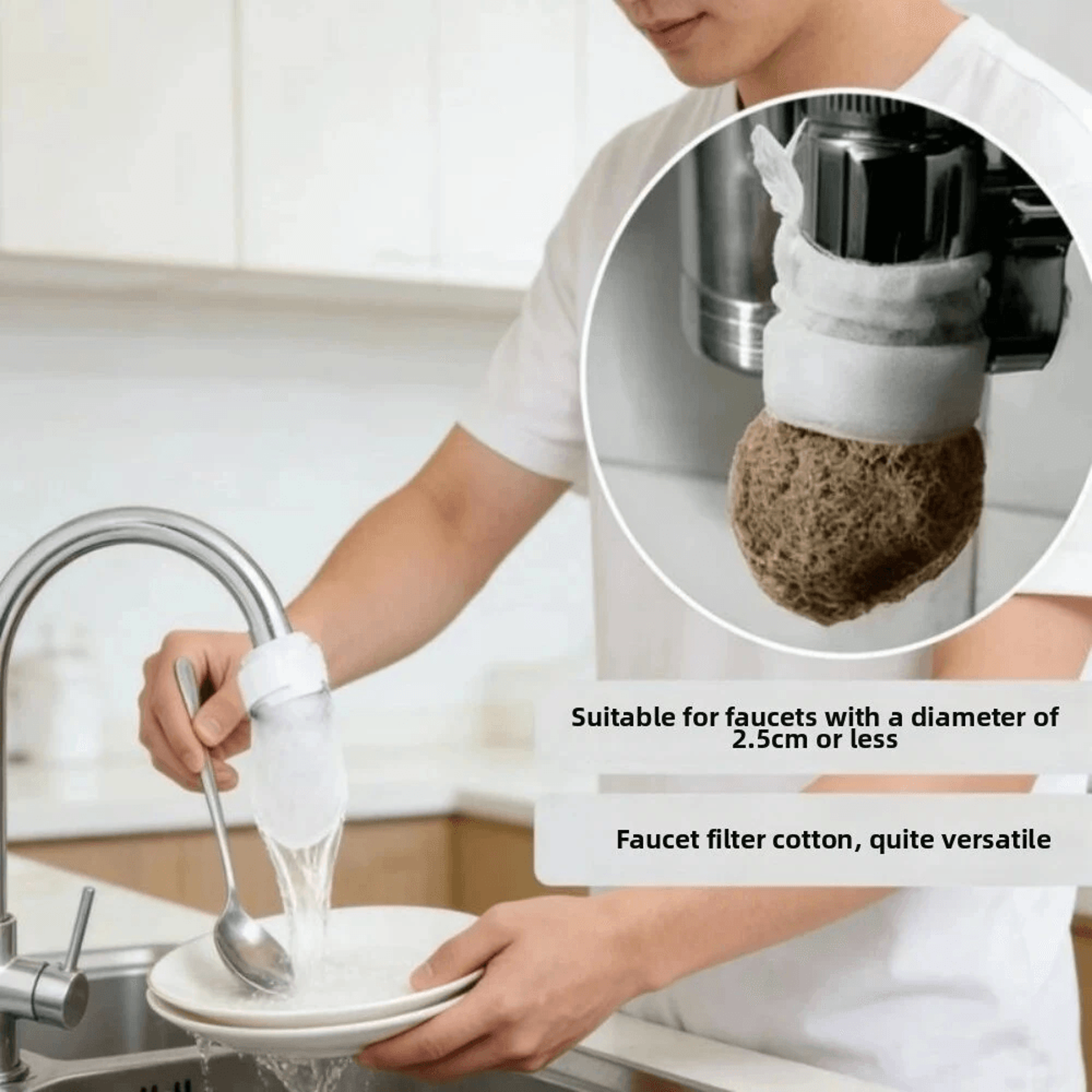 Universal Faucet Filter Cotton Bags With Anti Splash Design And T Straps 7