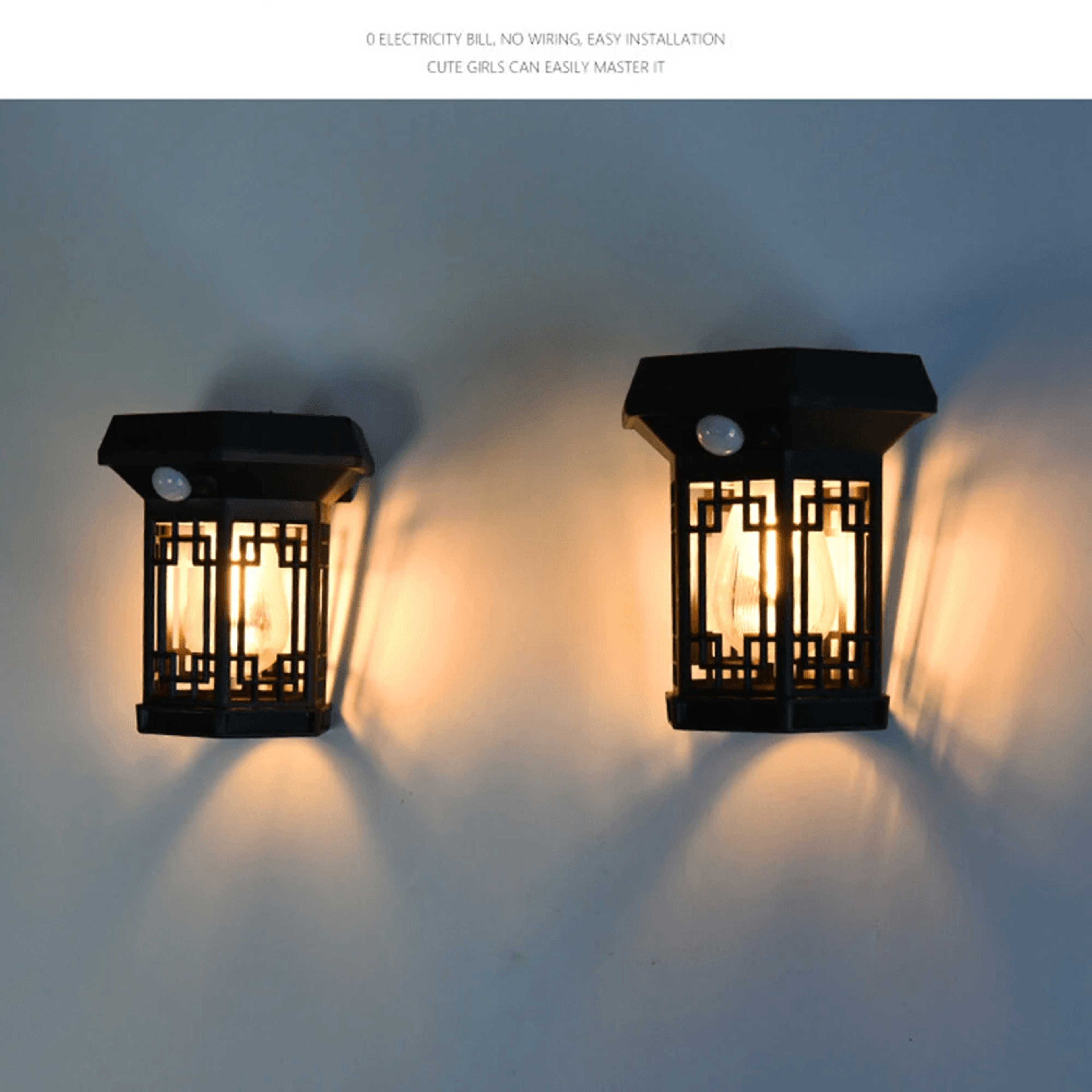 Solar Outdoor Wall Light With Motion Sensor And Automatic Warm Light 1