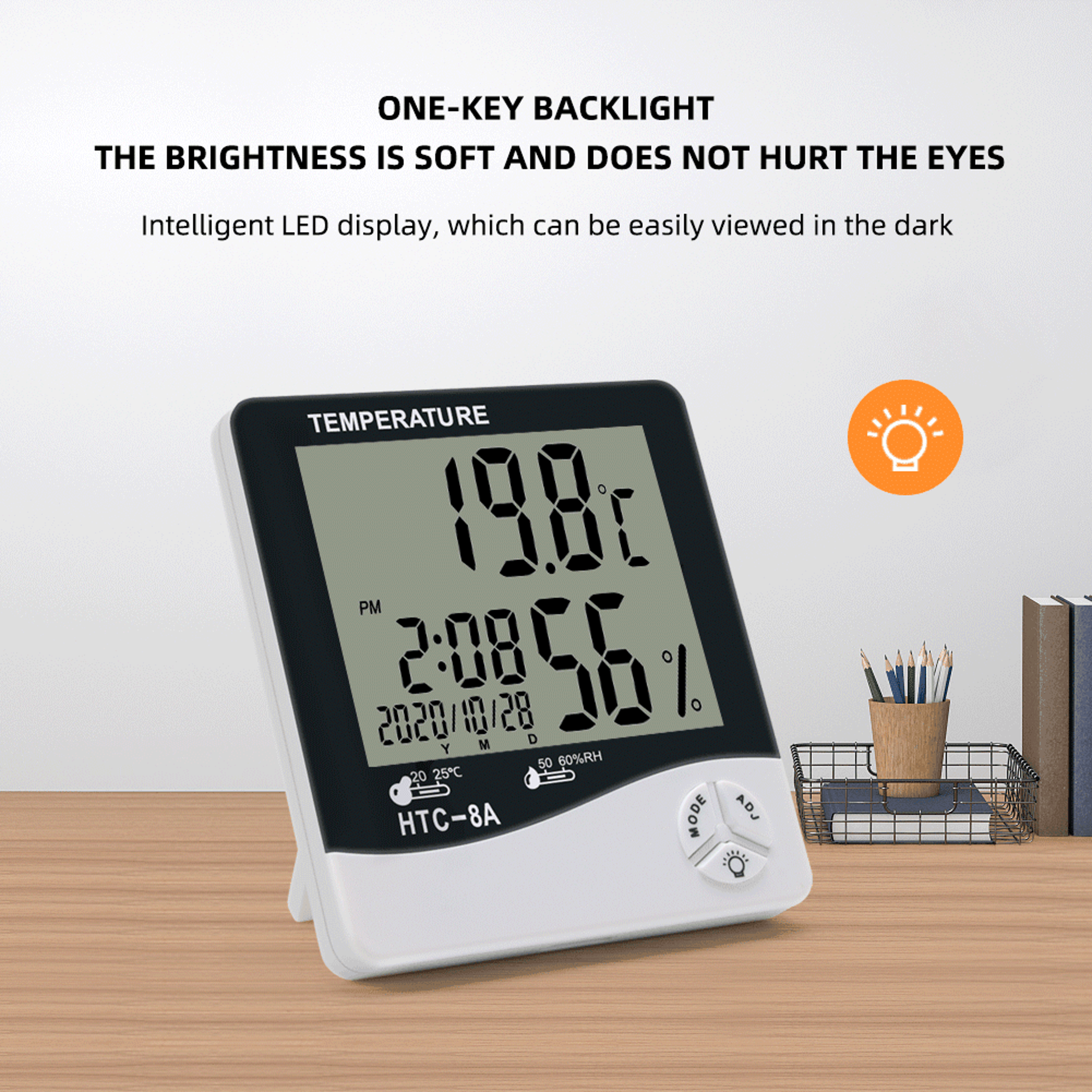 Digital Thermometer Hygrometer With Large LCD Backlight Alarm Clock And Max Min Memory 1
