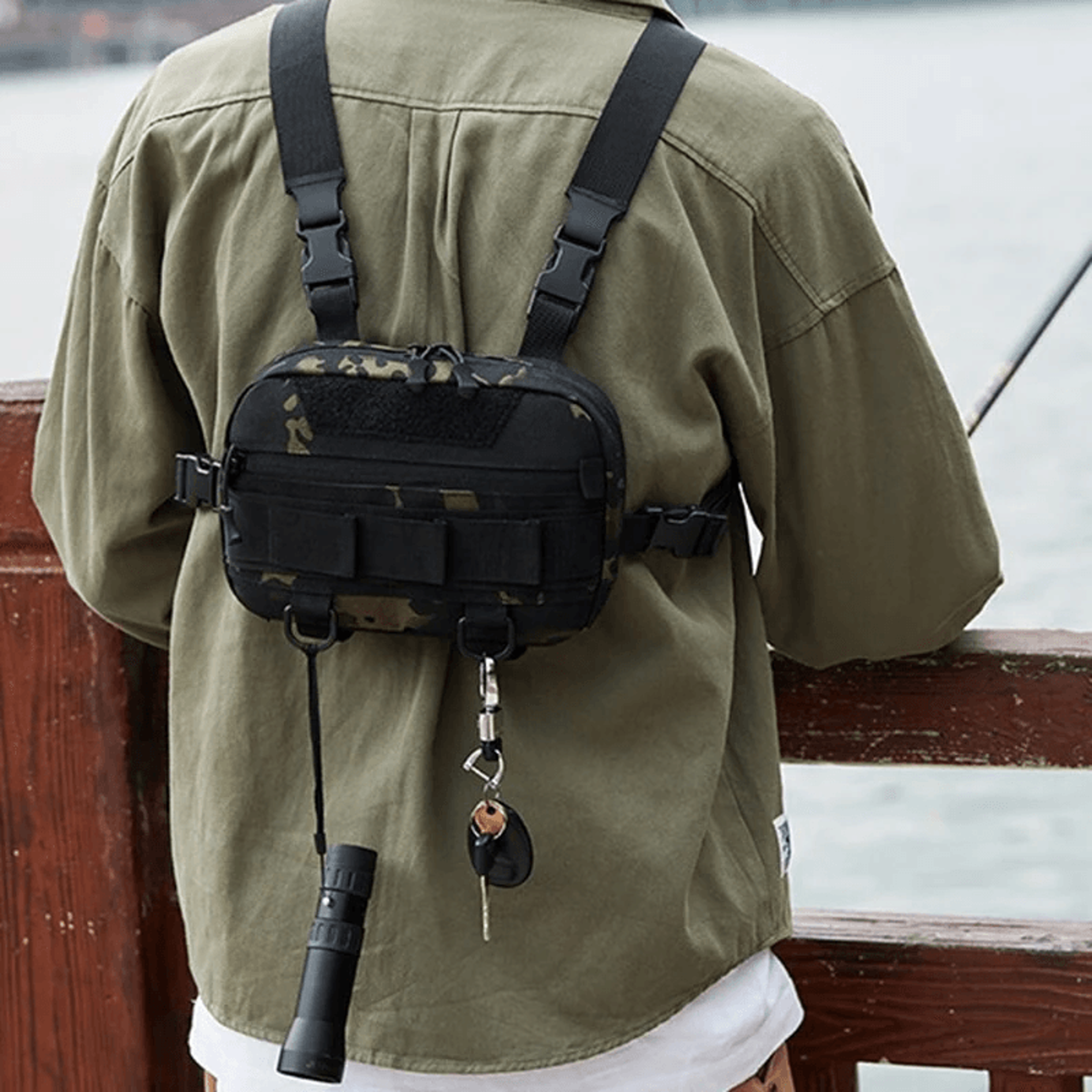 Waterproof Fishing Chest Bag With MOLLE Tactical Storage 4