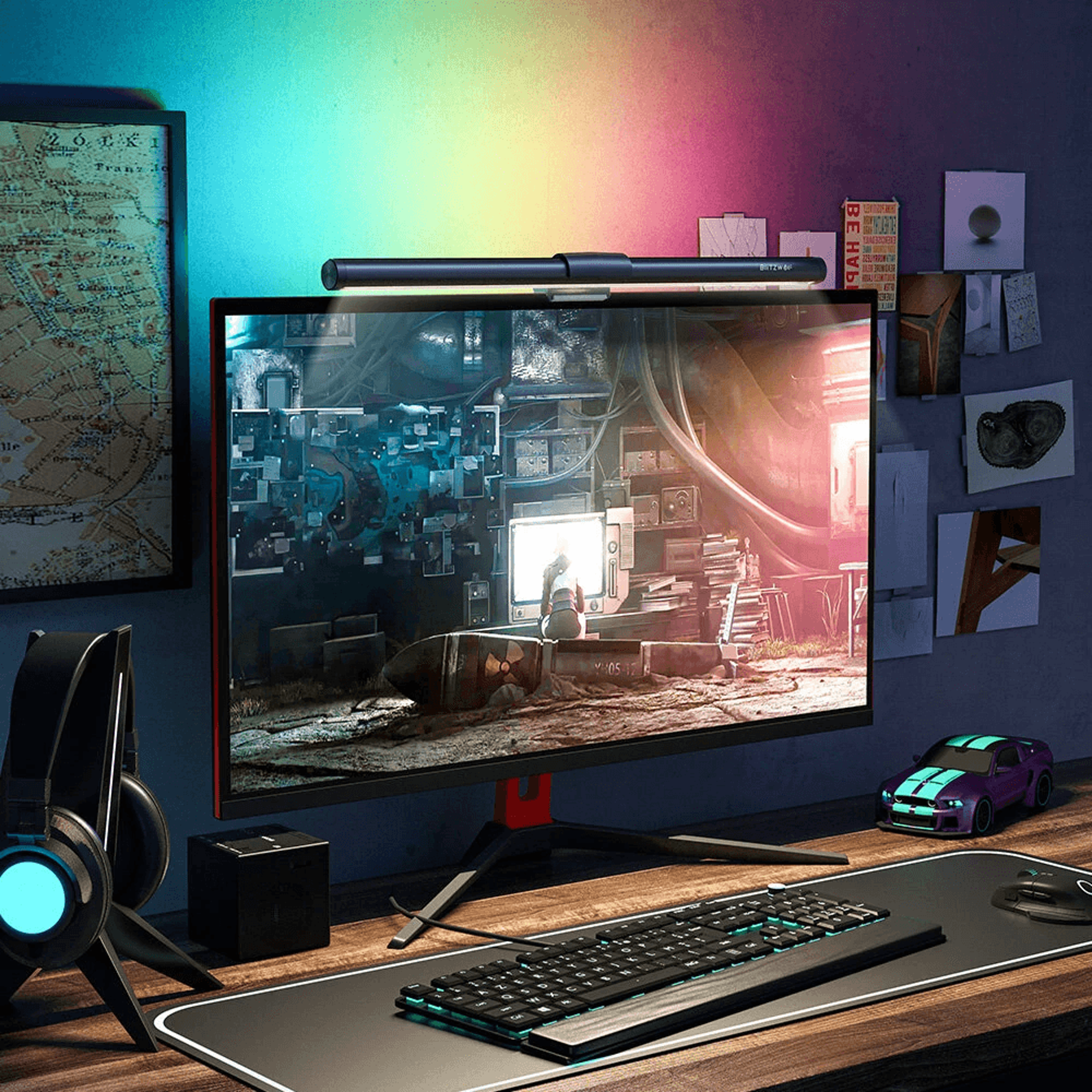 RGB Gaming Monitor Light Bar With Anti Glare Eye Care Lighting And Adjustable Color Temperature 3