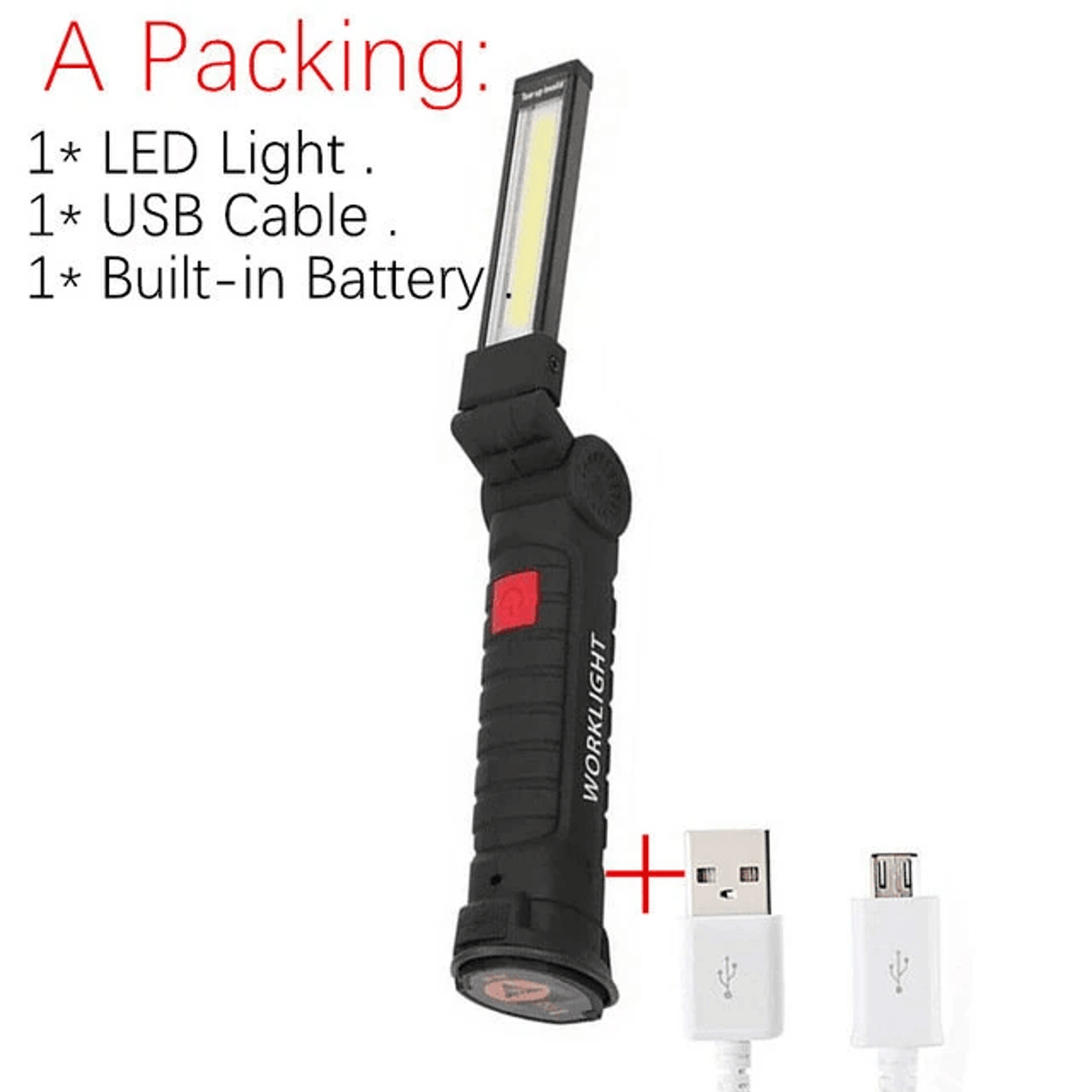 Rechargeable COB LED Folding Work Light With Magnetic Base And Hook 3