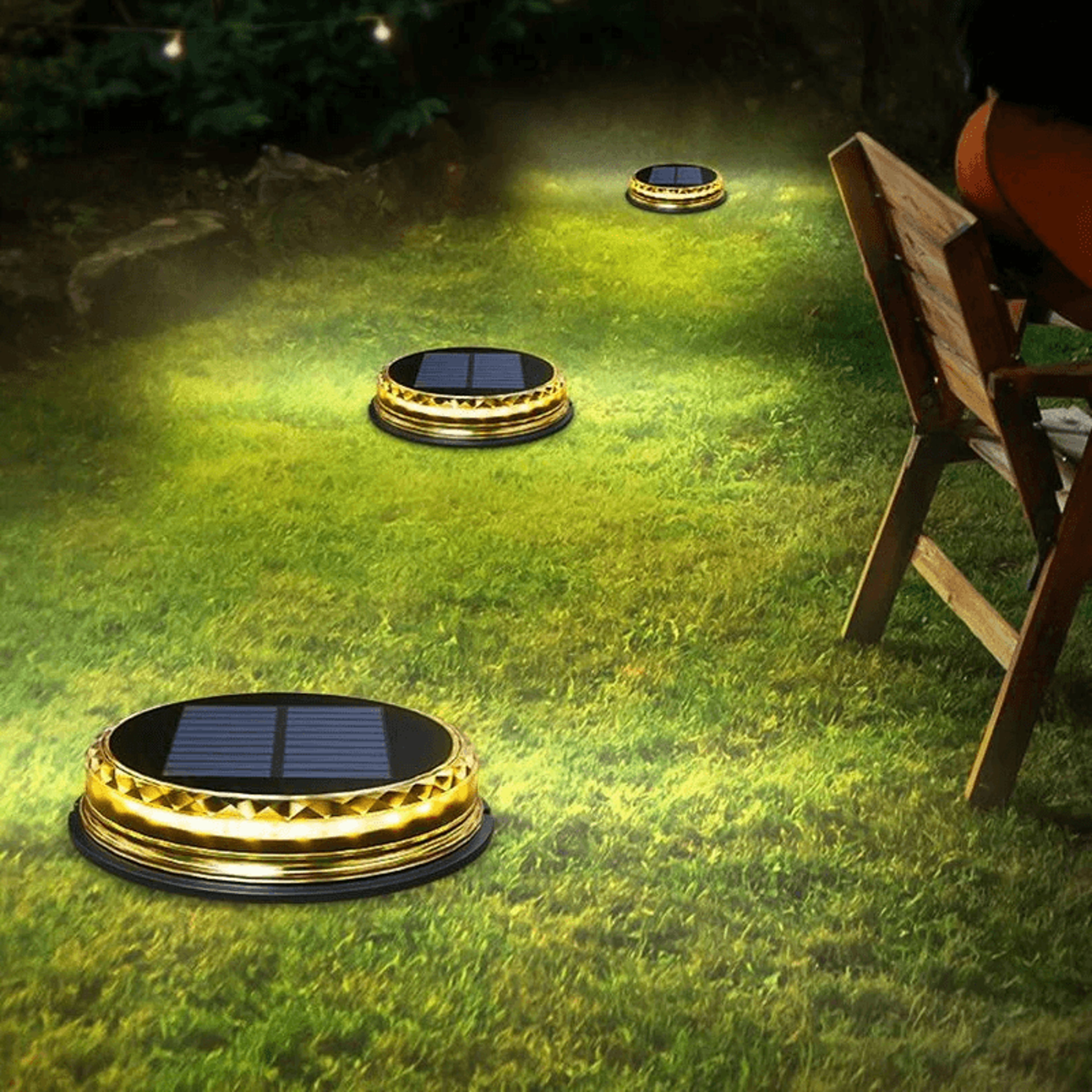 LED Solar Ground Lights Waterproof Garden Pathway Lights Warm White 2