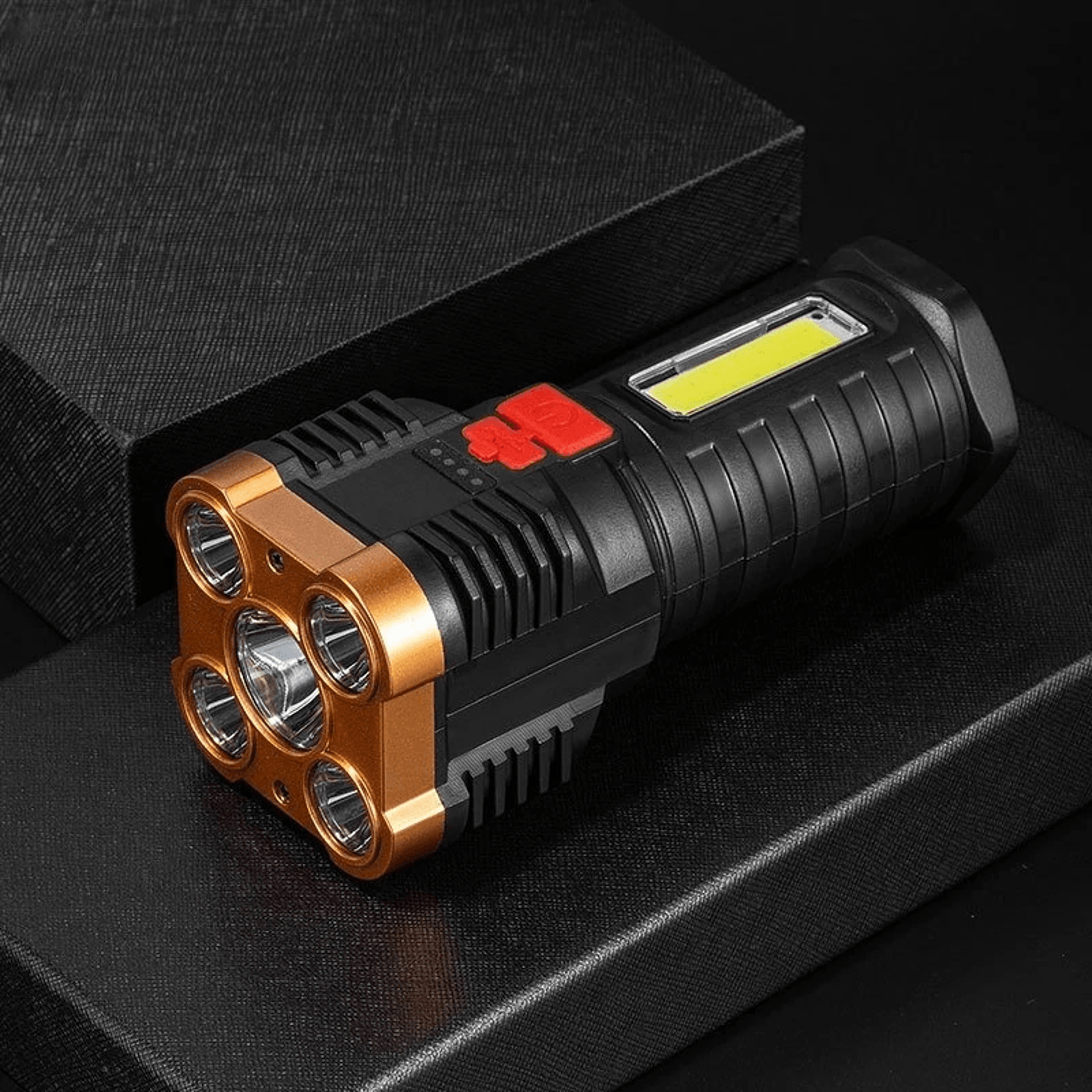 Portable Rechargeable LED Flashlight With COB Side Light And Power Display 7