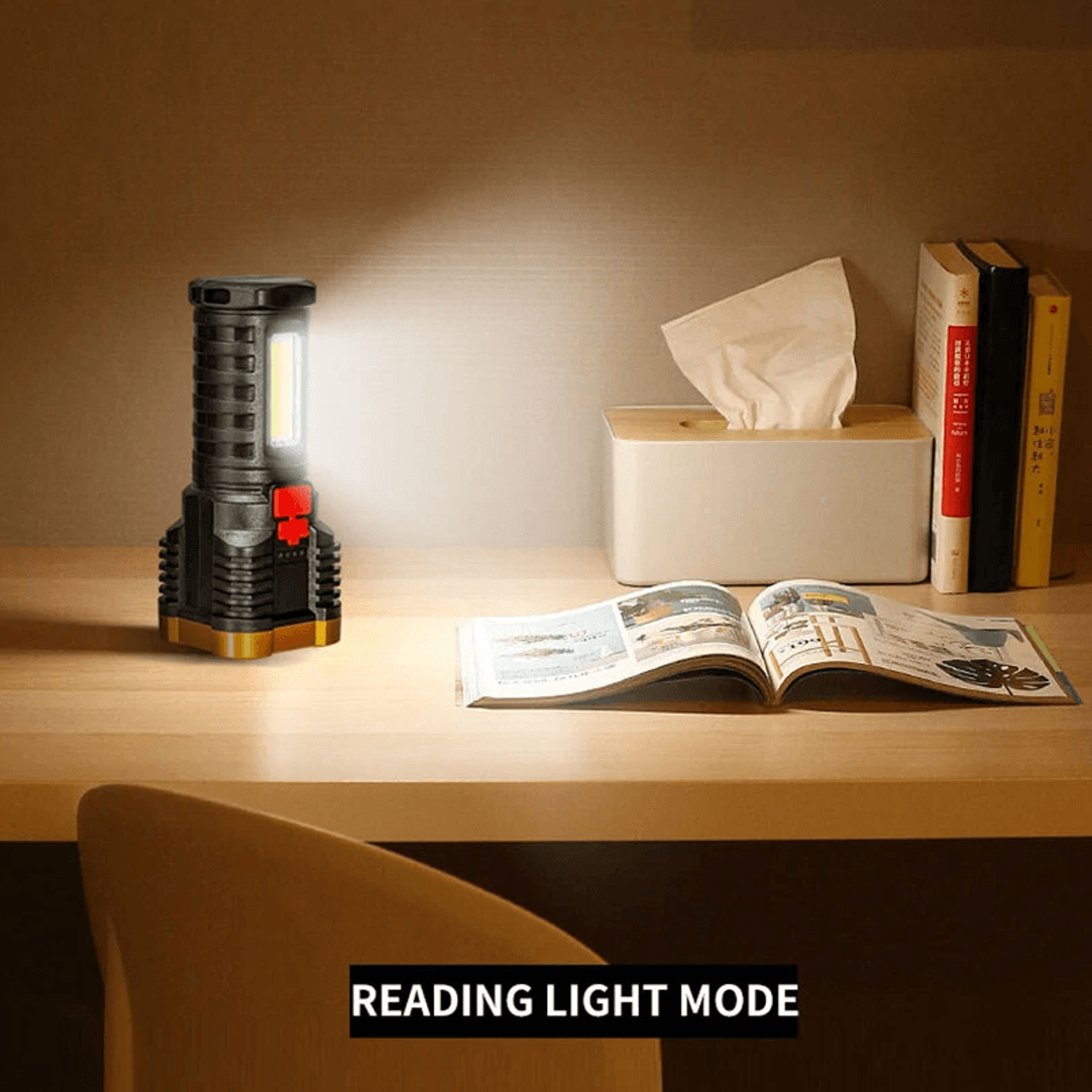 Portable Rechargeable LED Flashlight With COB Side Light And Power Display 3