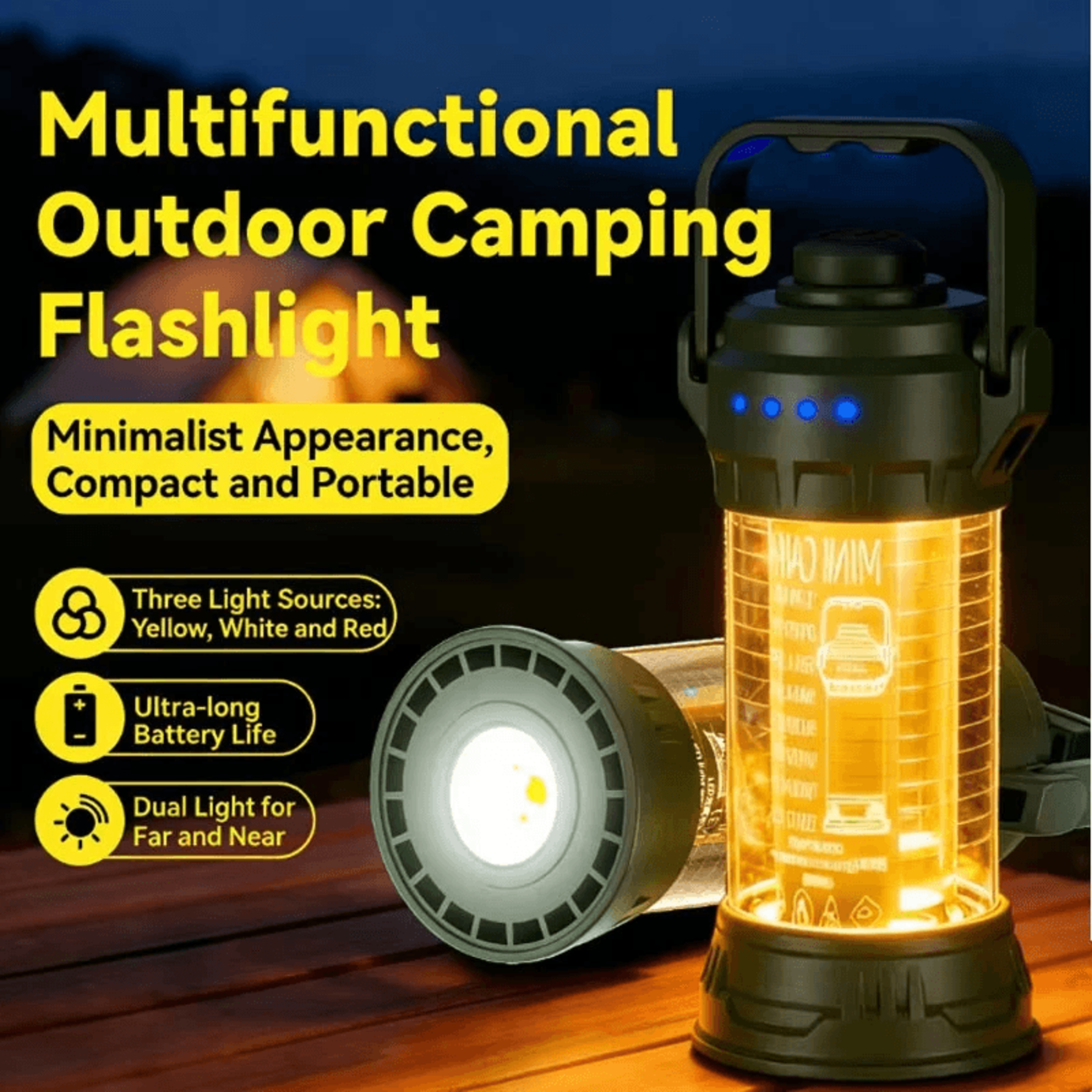 Portable Rechargeable Camping Lantern With Light Modes And Hanging Hook 6