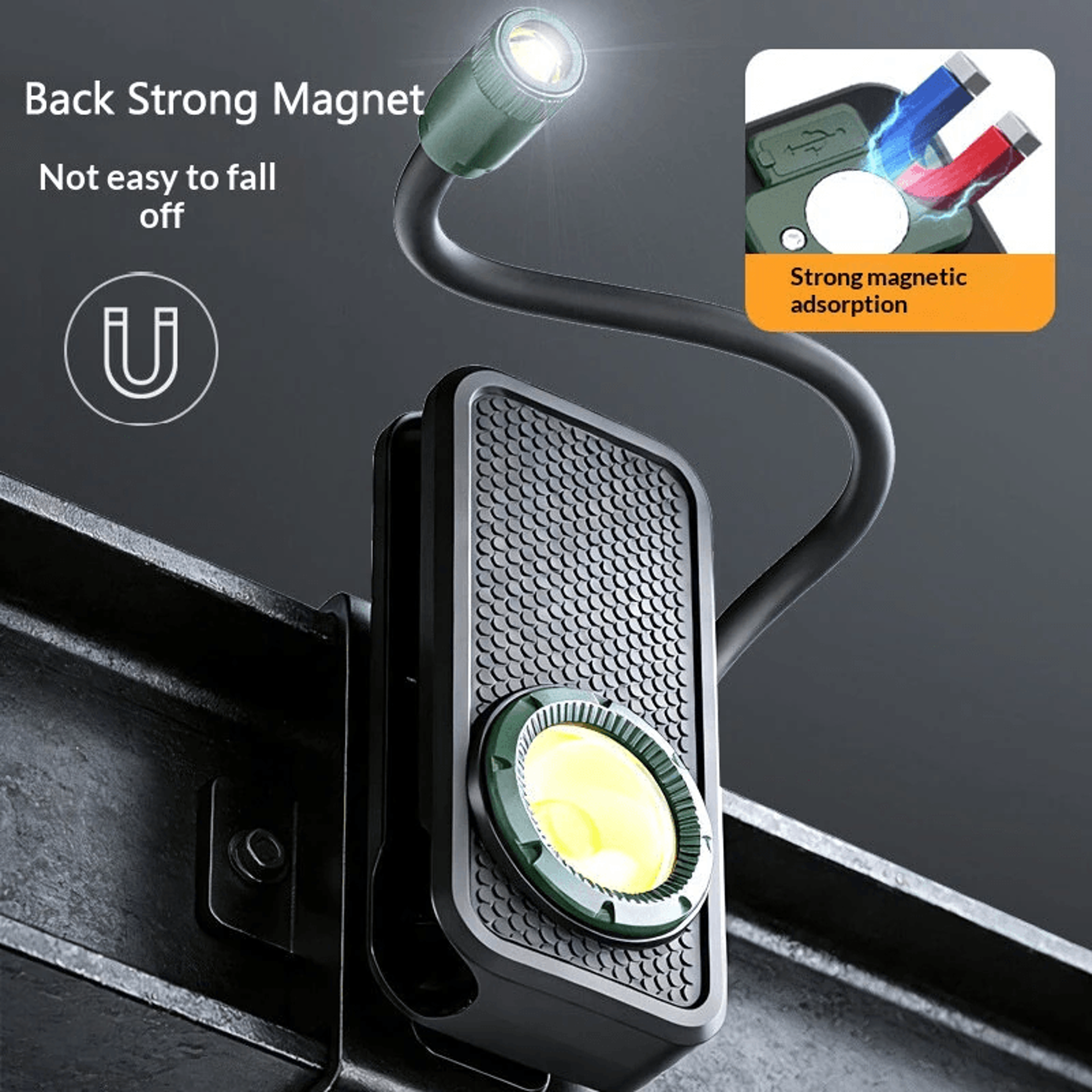Magnetic Rechargeable Work Light With Flexible Gooseneck COB LED And Digital Display 5