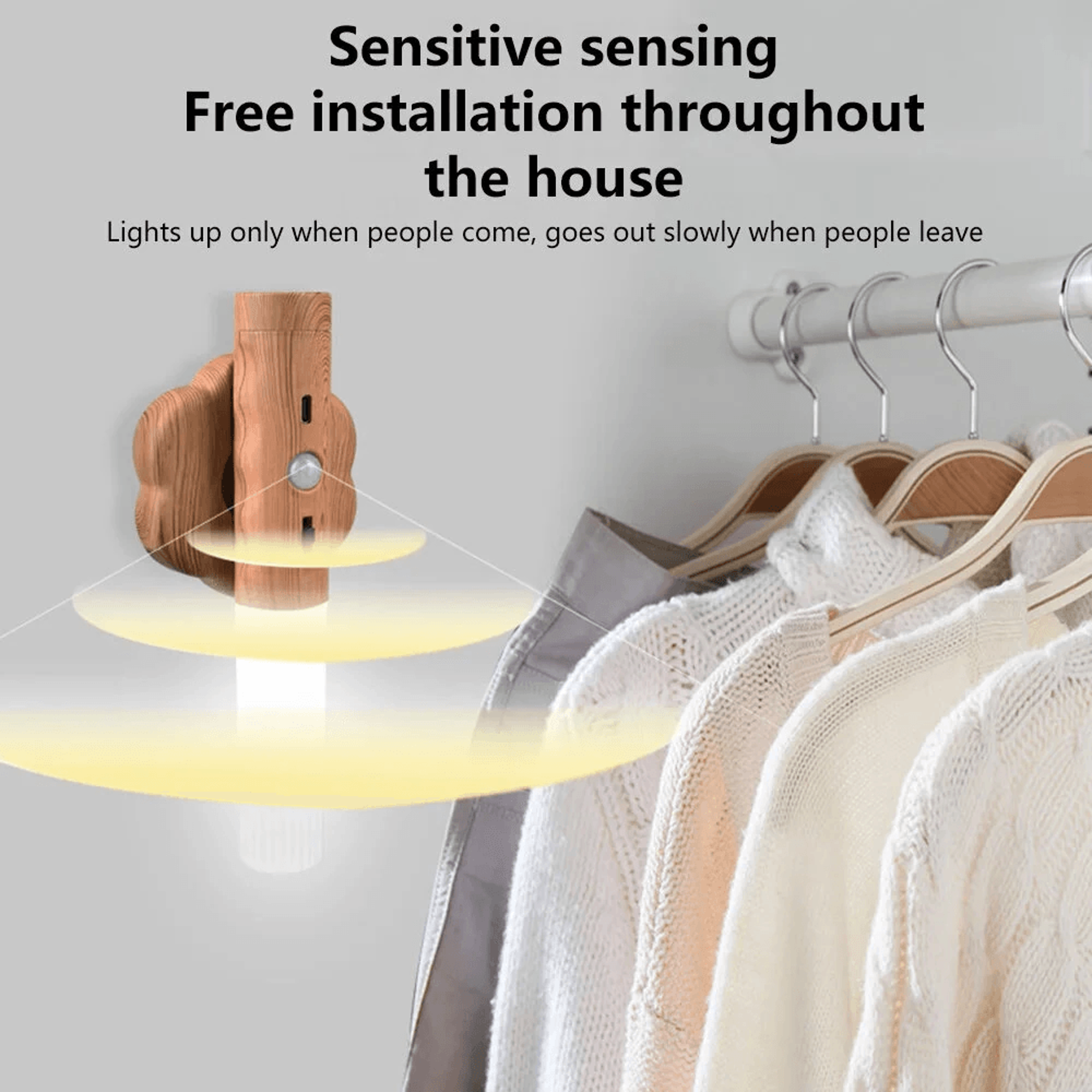 Rechargeable LED Motion Sensor Night Light For Cabinets Bedrooms And Hallways 3