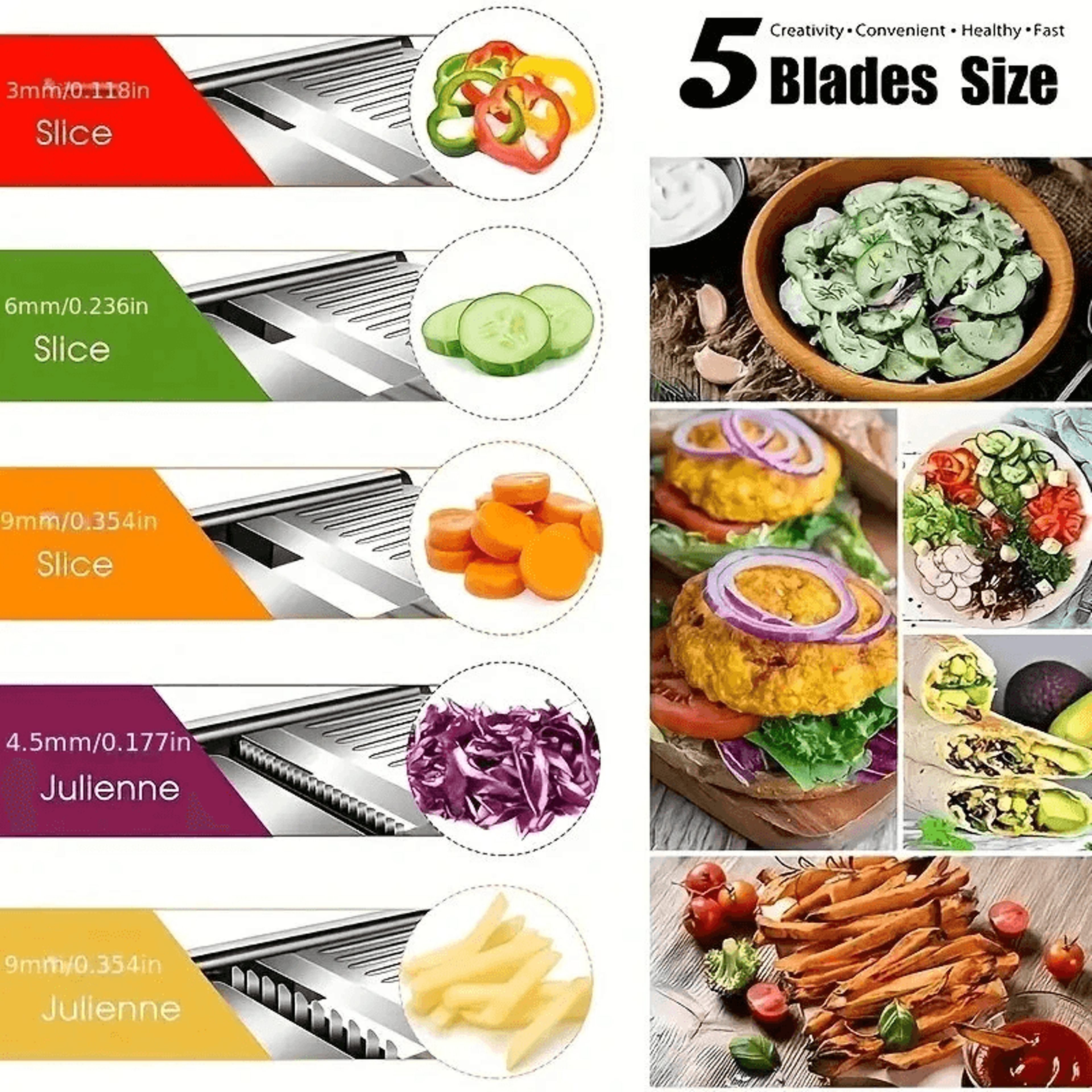 Multifunctional Vegetable Cutter Adjustable Food Slicer And Grater 3