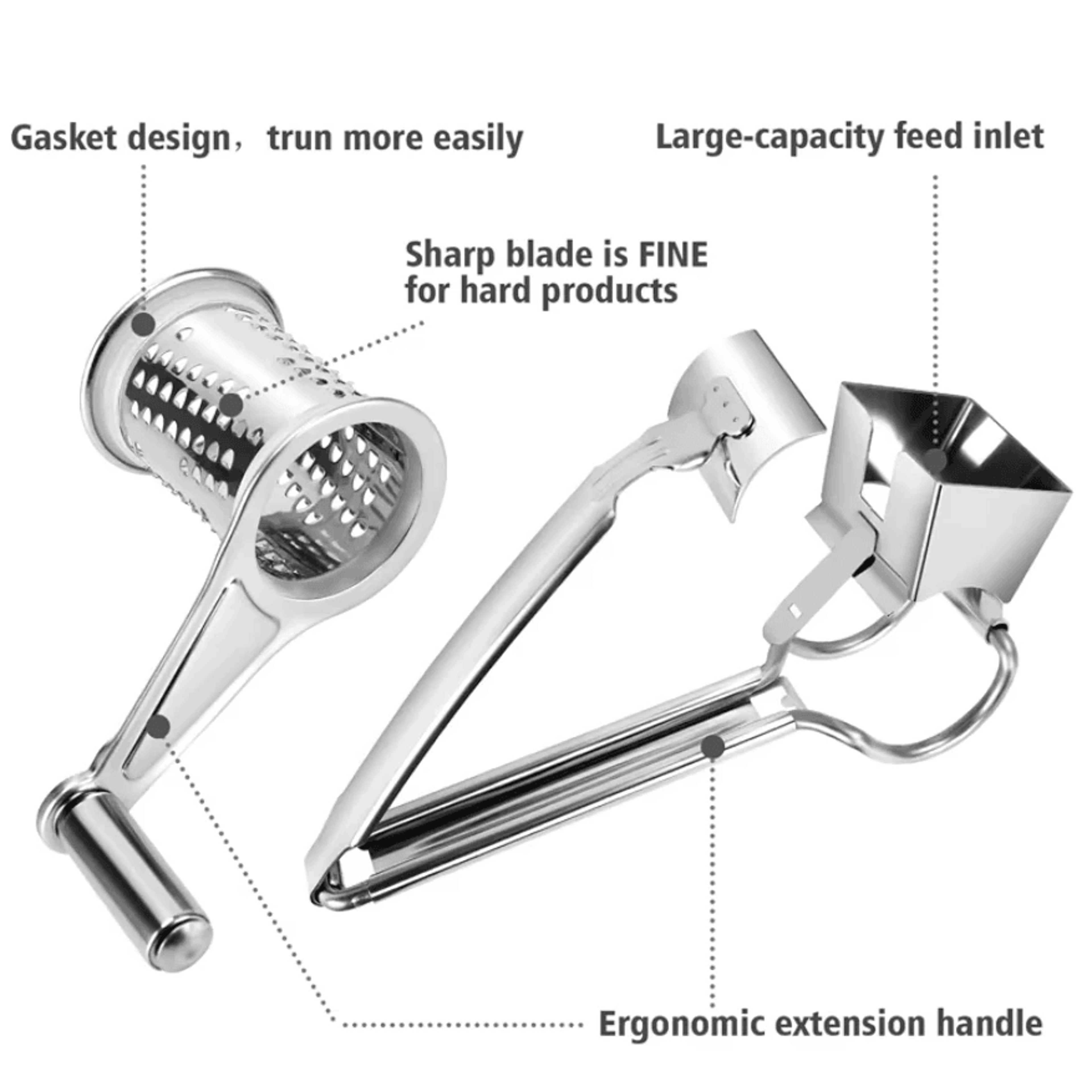 Rotary Cheese Grater Stainless Steel Handheld Vegetable Slicer And Shredder 2