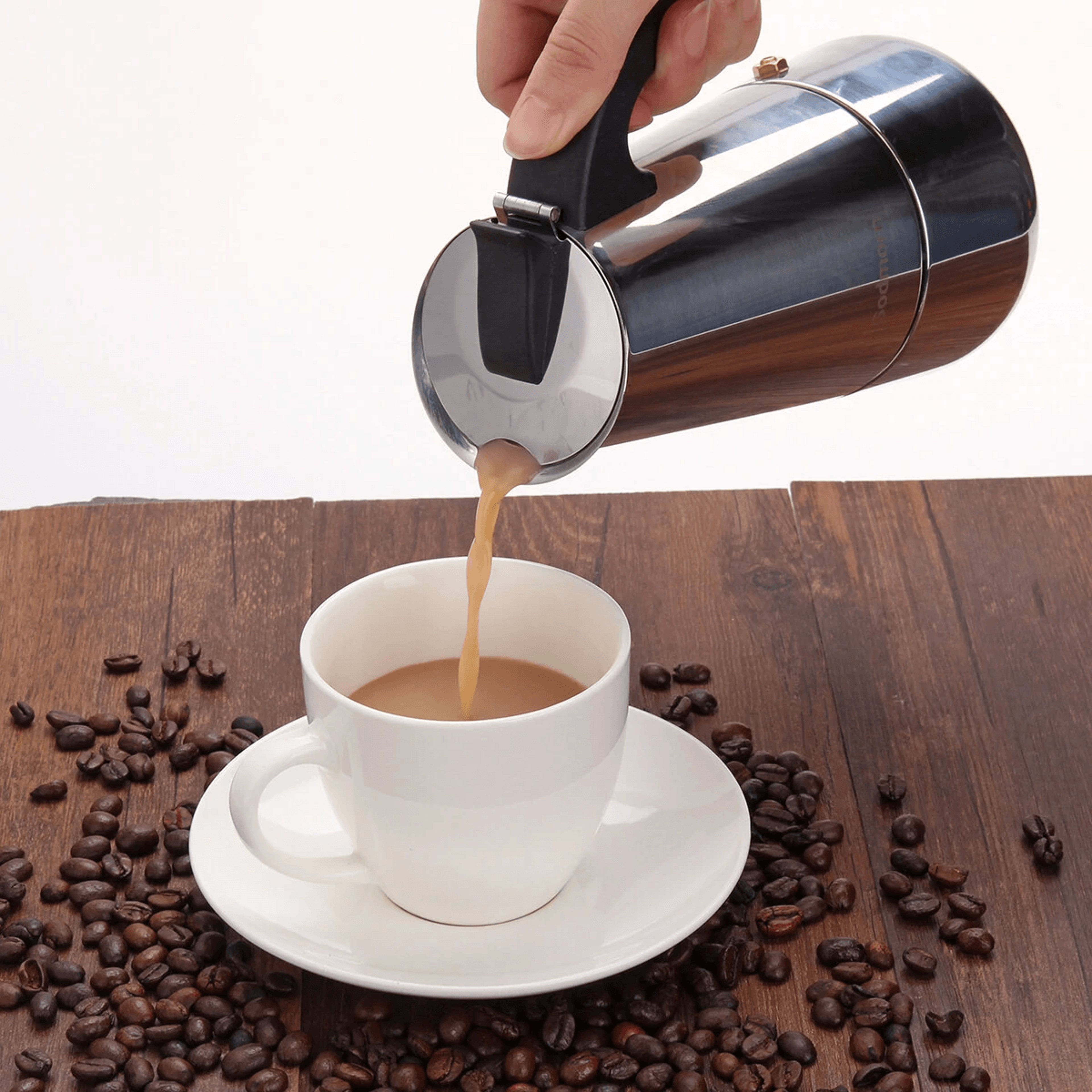 Stainless Steel Moka Pot Stovetop Espresso Maker For Induction 2