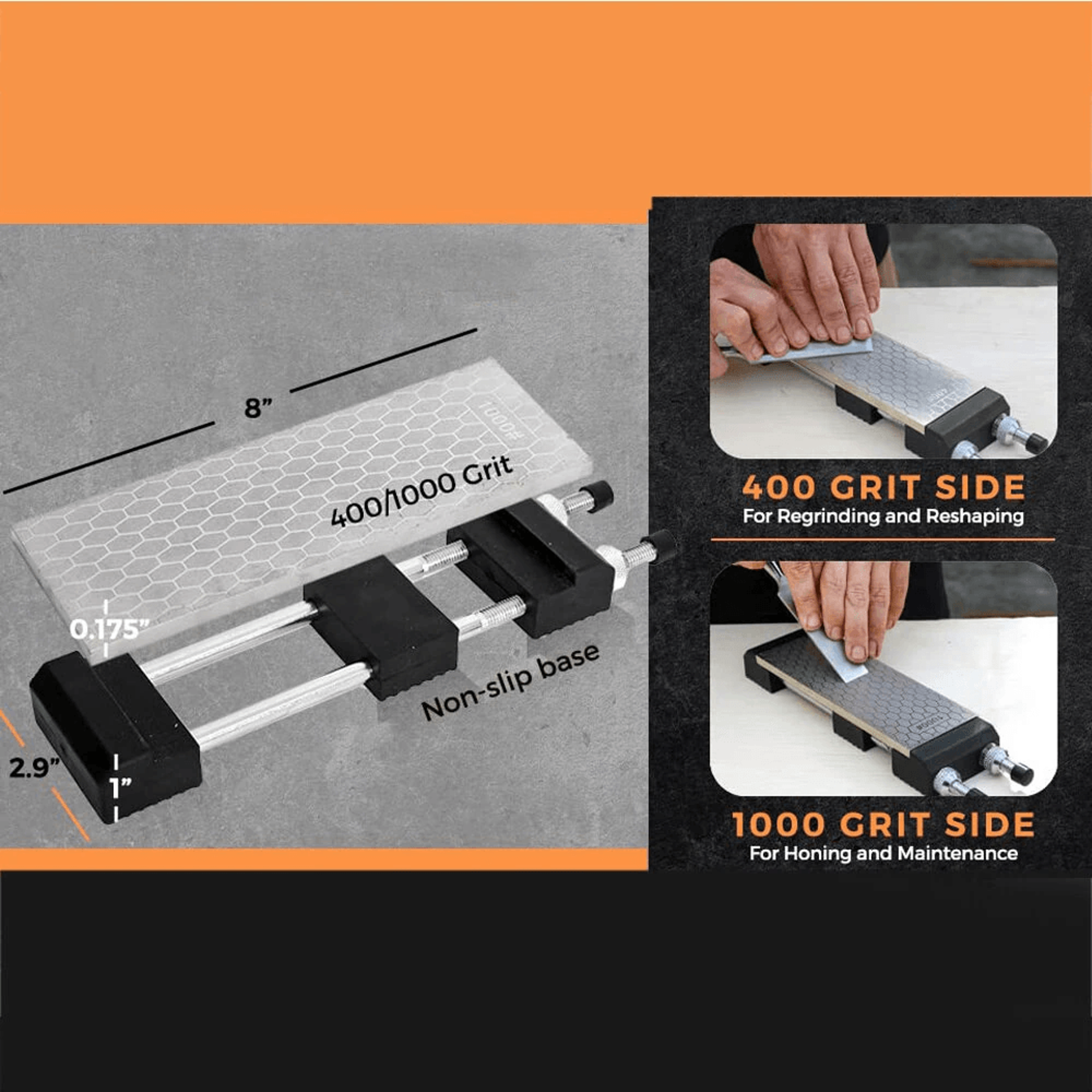 Diamond Sharpening Stone With Non Slip Holder Grit Knife Sharpener 4