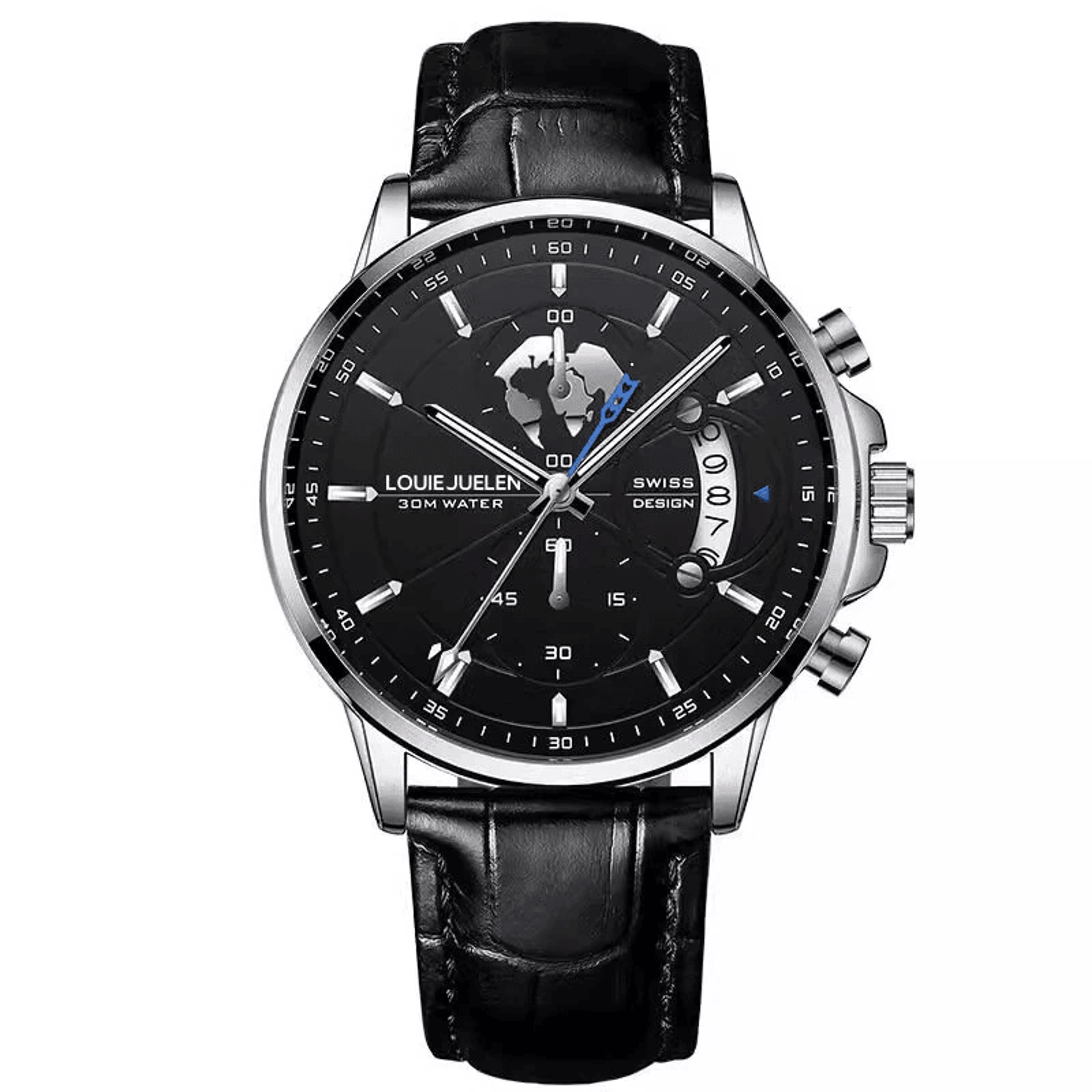 Mens Chronograph Quartz Watch With Leather Band Luminous Display And Date 7