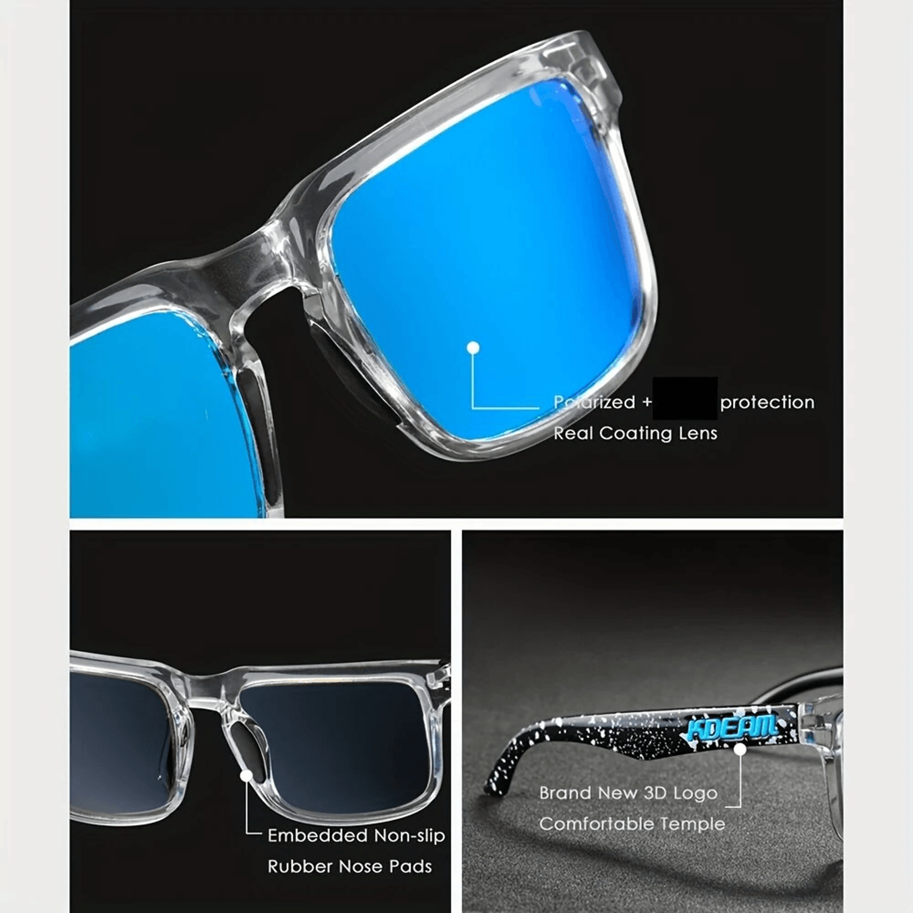 Square Polarized Sunglasses With Colorful Lenses For Driving Fishing And Outdoor Travel 5