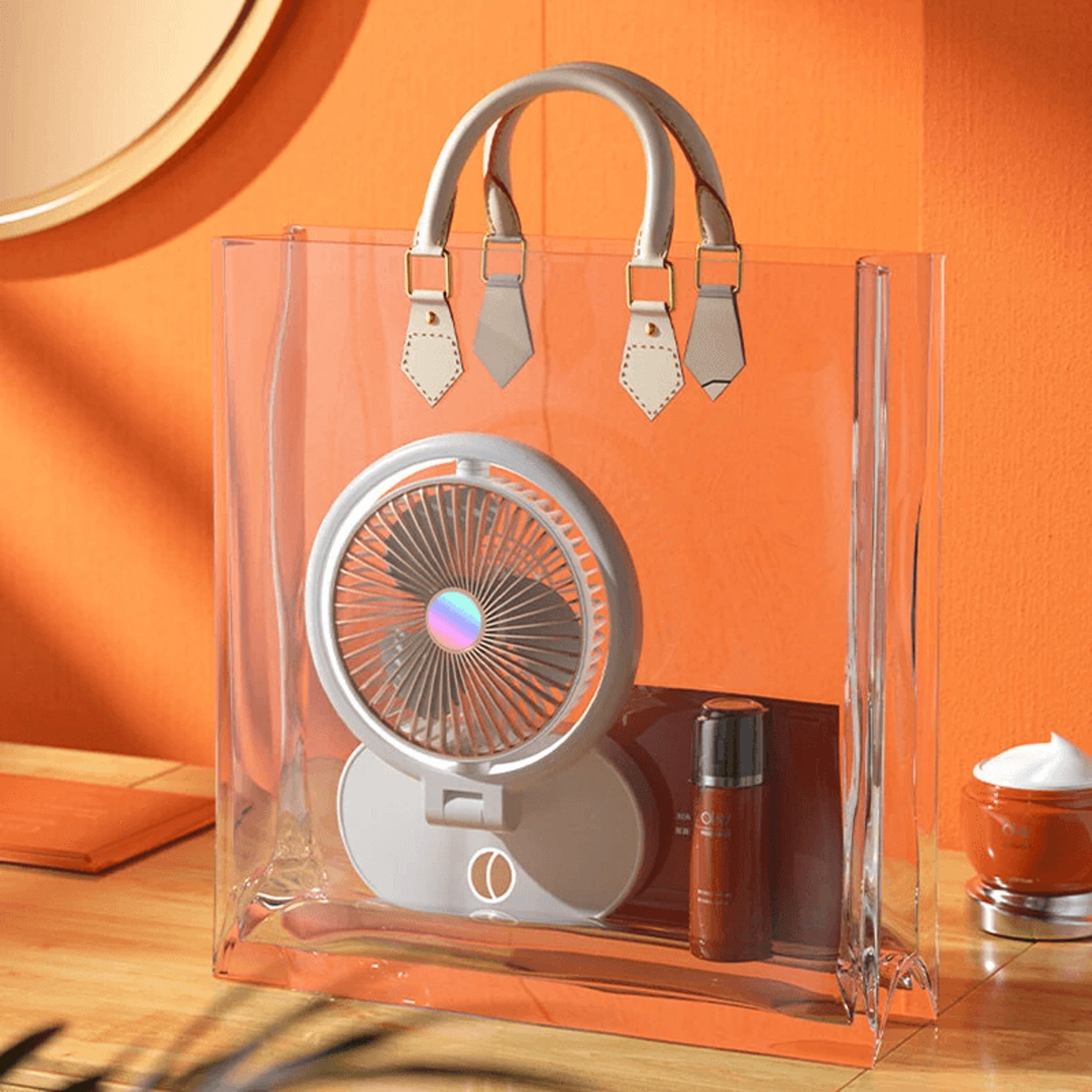 Portable Folding Desk Fan With USB Charging Quiet Three Speed Cooling And LED Night Light 2