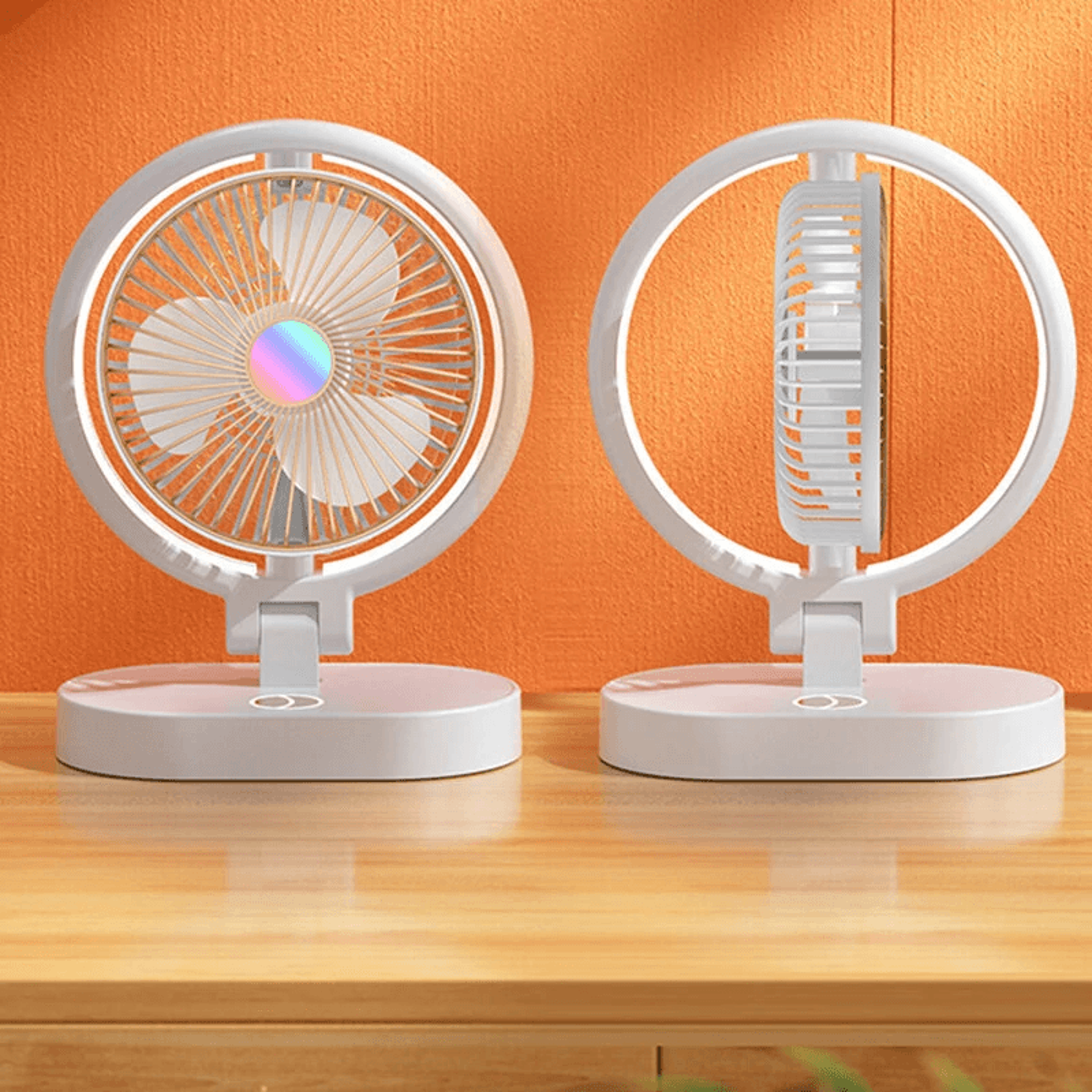 Portable Folding Desk Fan With USB Charging Quiet Three Speed Cooling And LED Night Light 4