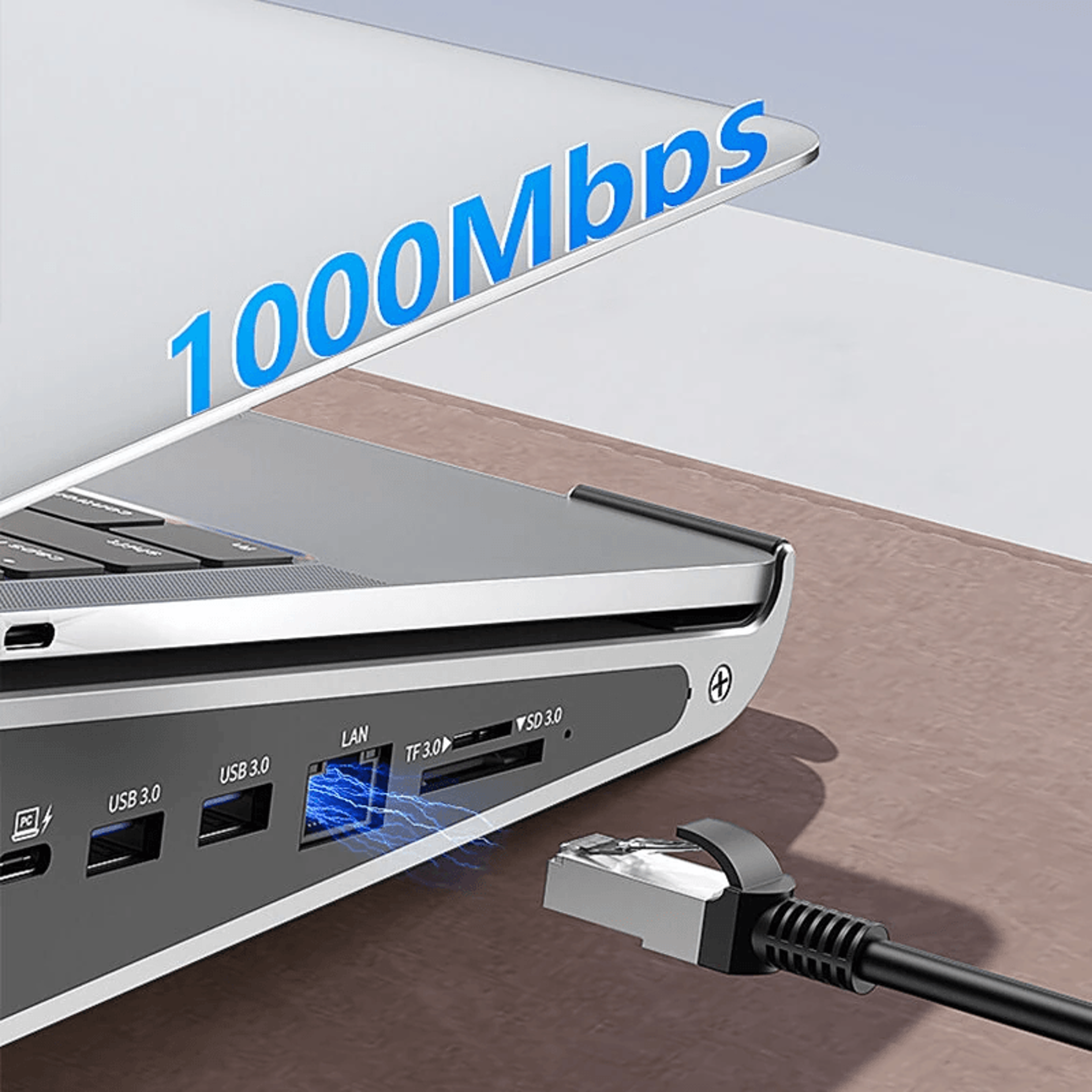 USB C Laptop Docking Station With Aluminum Stand Display PD And Card Reader 4