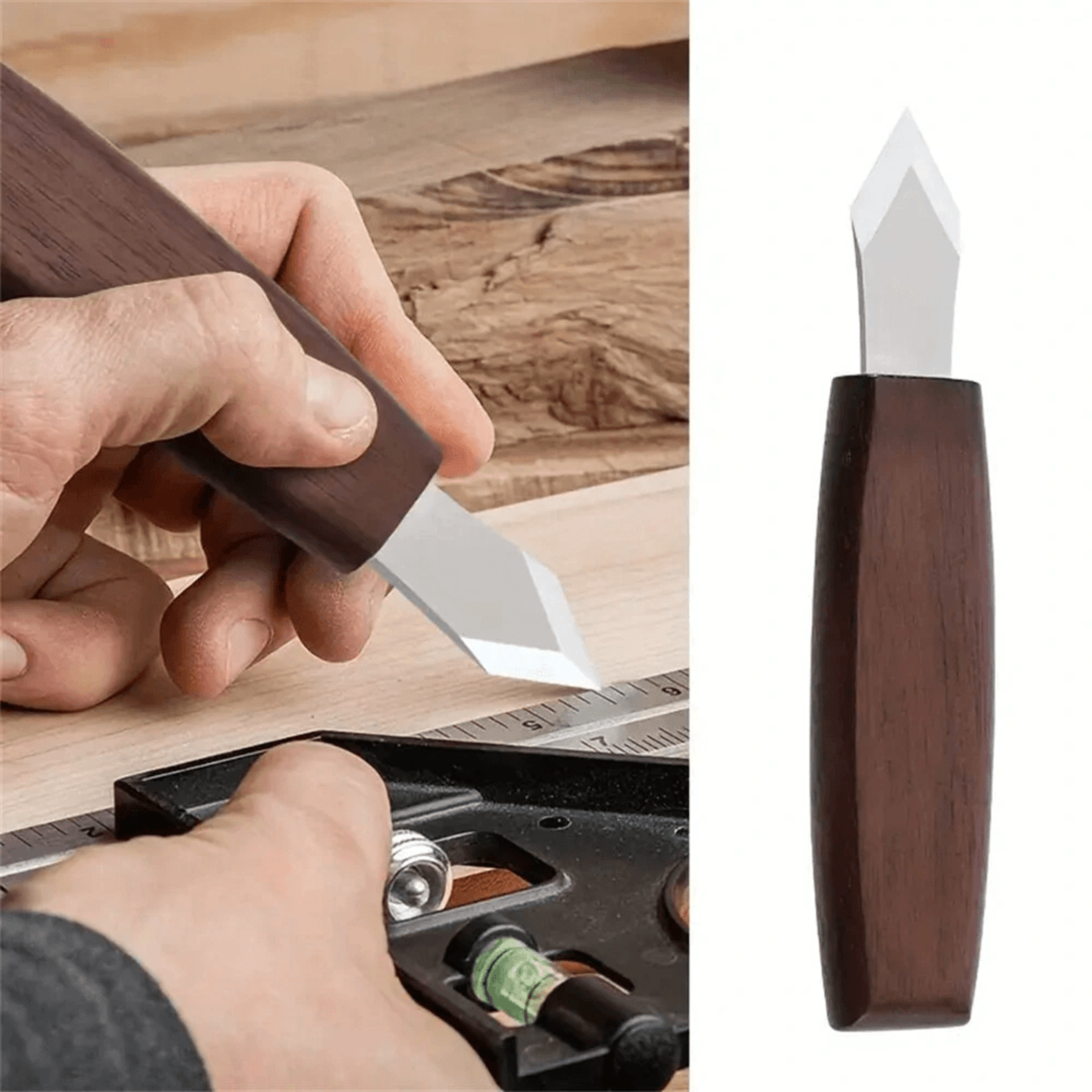 Precision Double Bevel Woodworking Marking Knife With CR V Steel Blade And Wooden Handle 5
