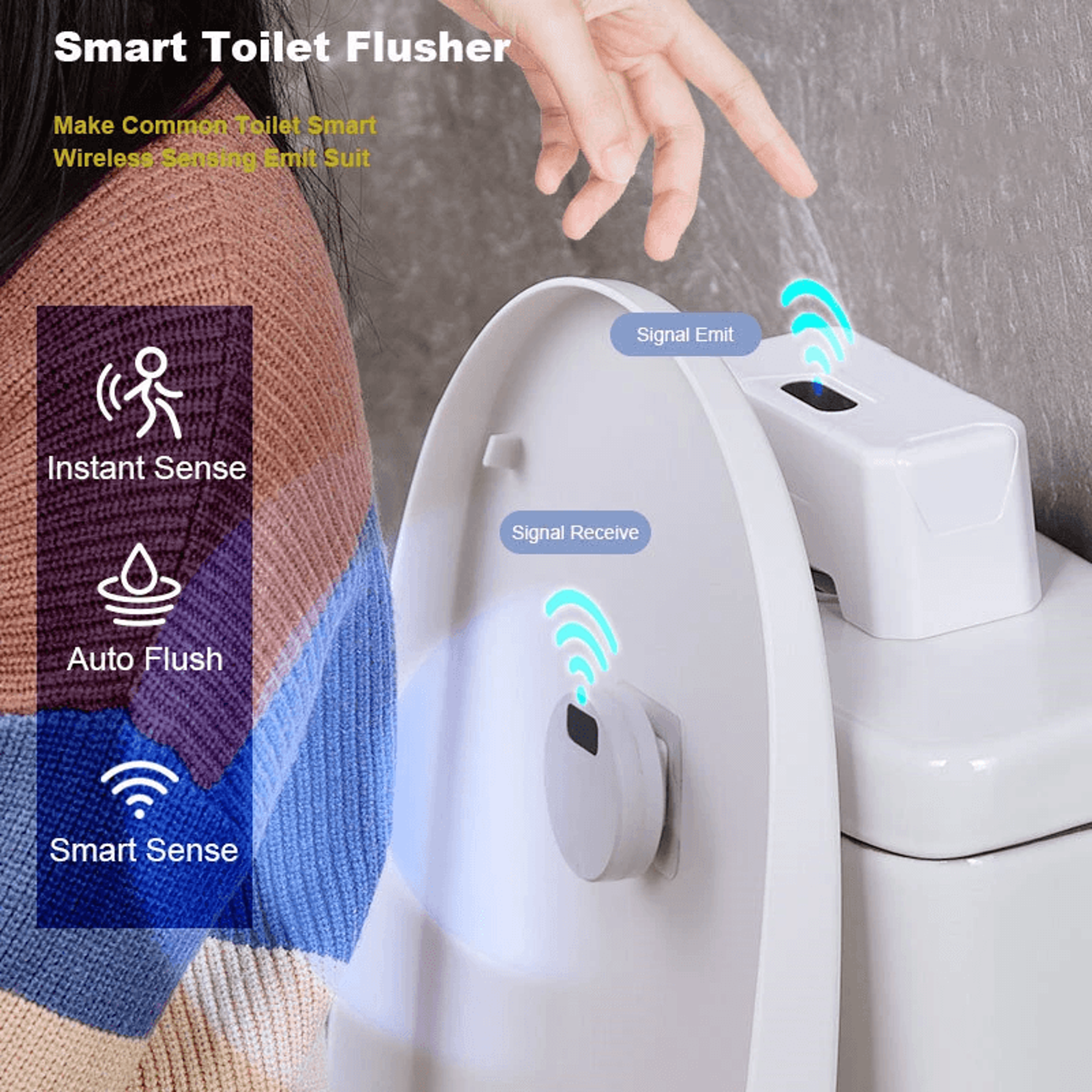 White Smart Toilet Flusher With Infrared Sensor And ABS Material 3