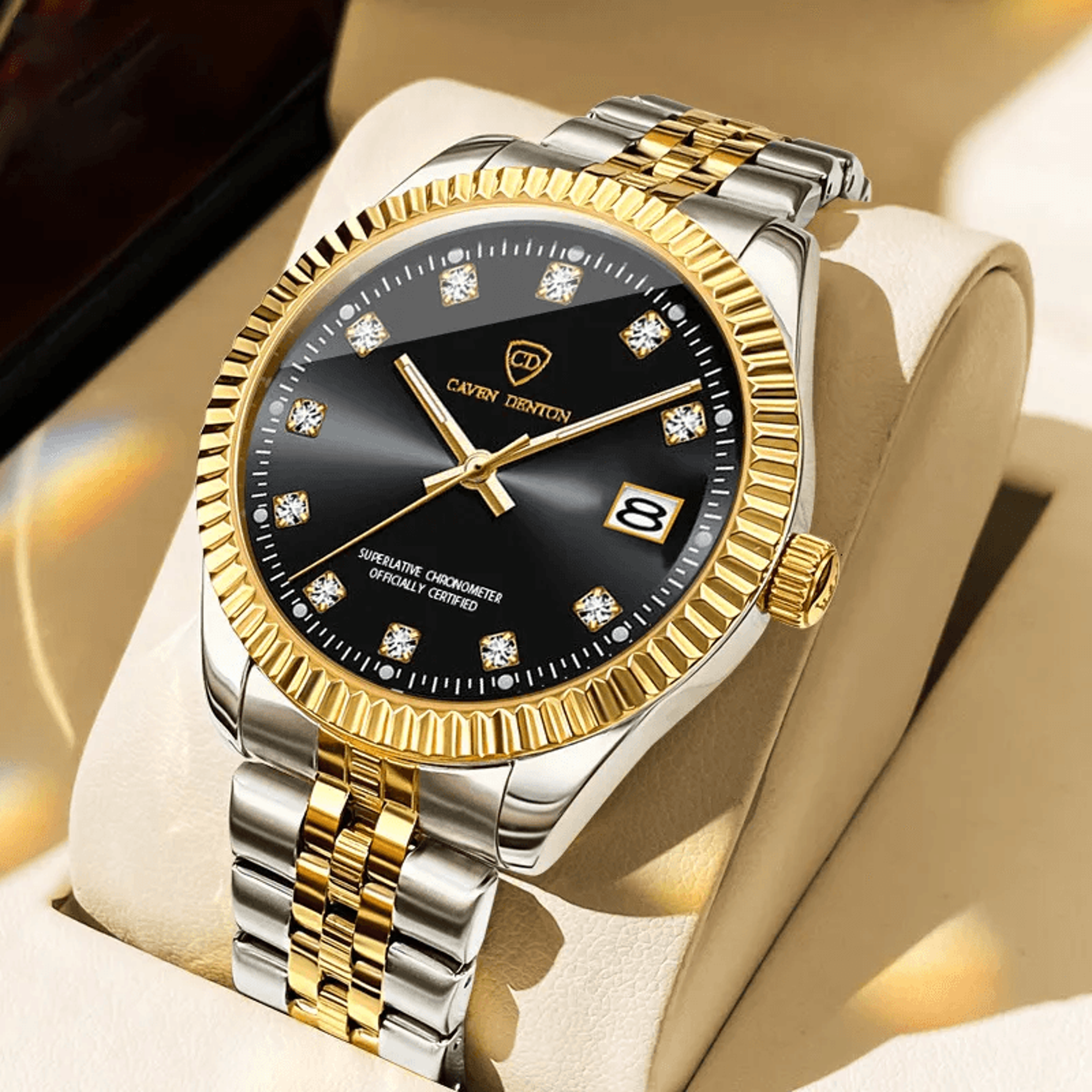Mens Quartz Wristwatch With Luminous Hands And Date Display 0