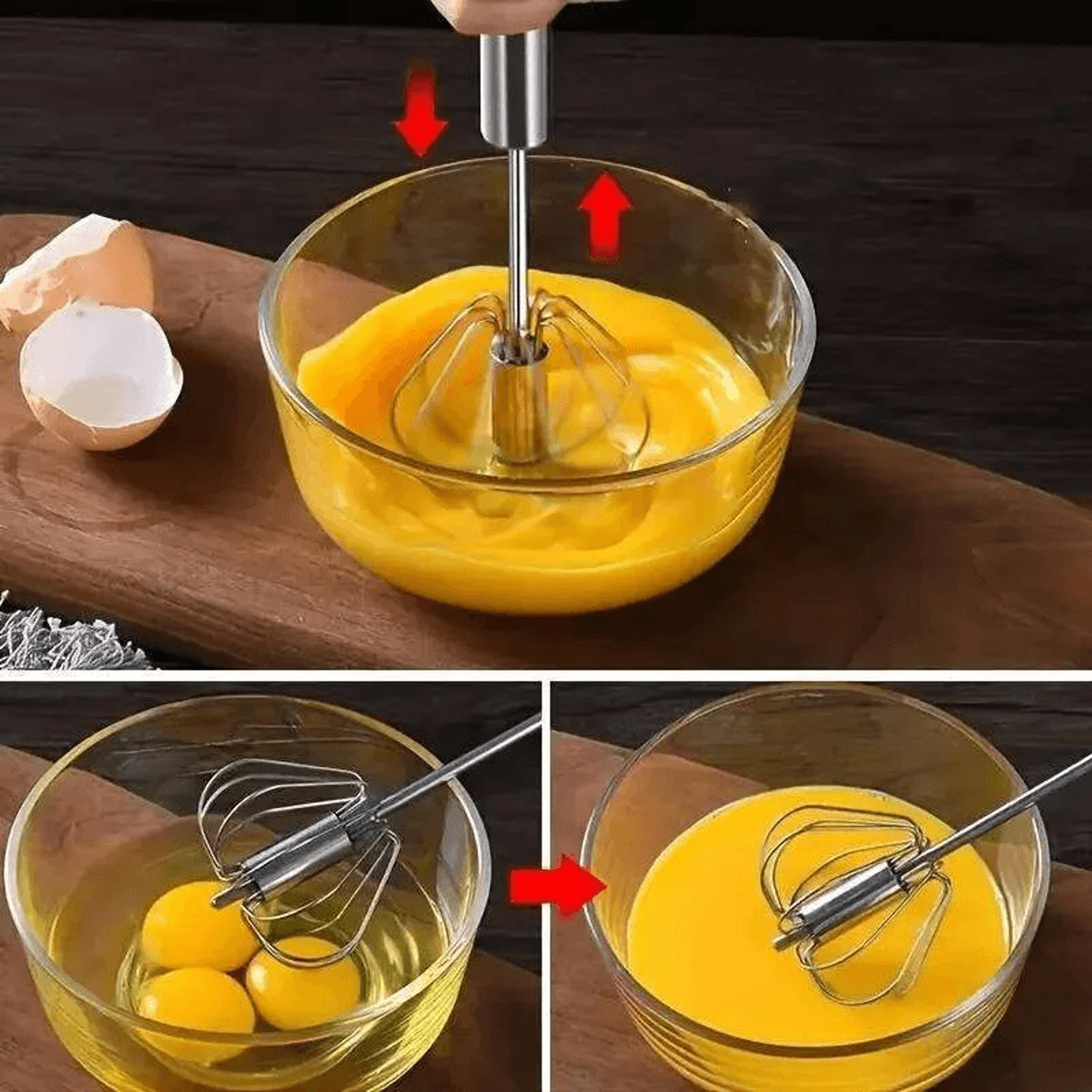 Stainless Steel Semi Automatic Hand Push Egg Beater Whisk For Baking And Mixing 4