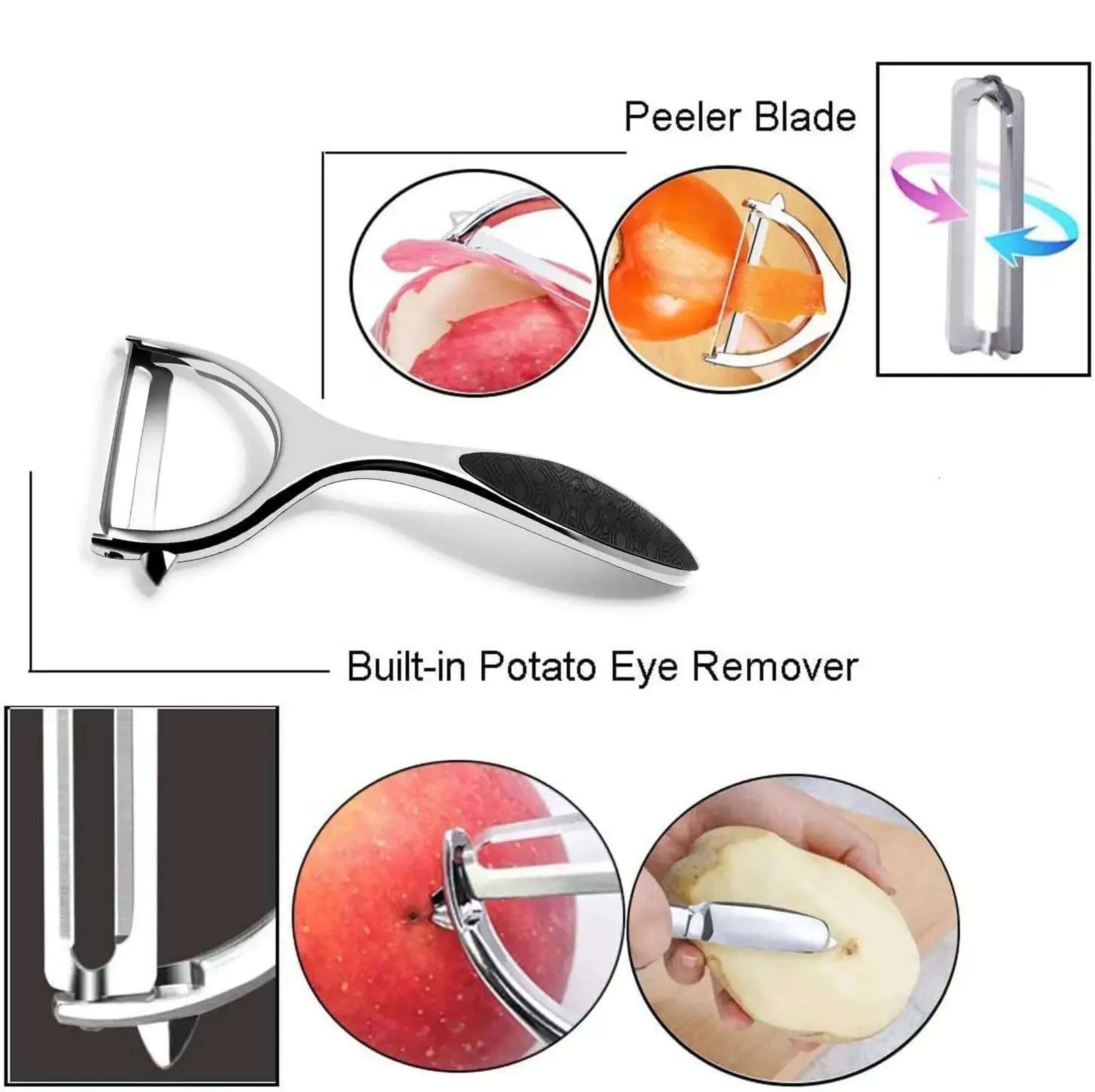 Vegetable Peeler With Rotatable Design For Potatoes Carrots And Fruits 2